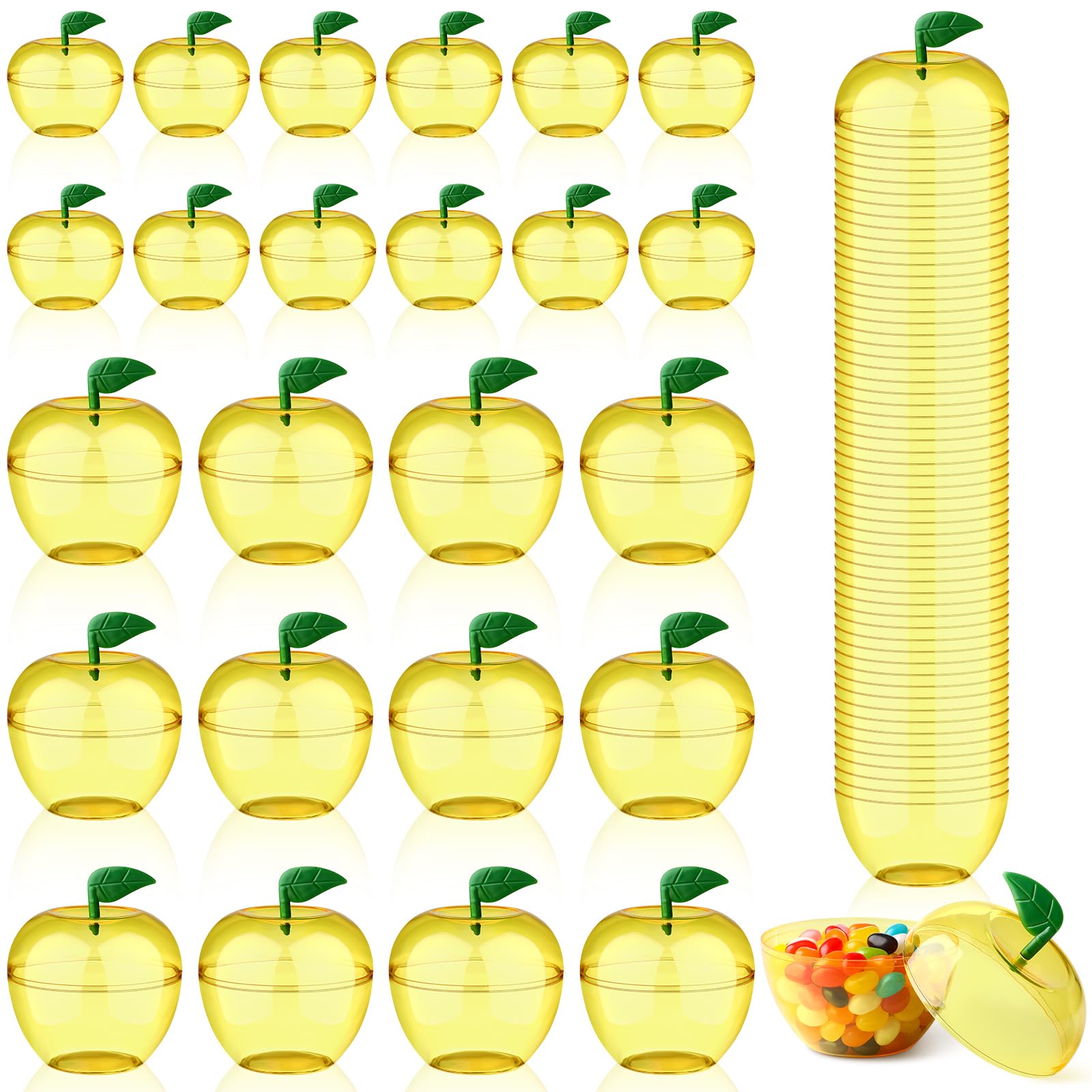 Menkxi 24 Pcs Apple Containers Back To School Apples Shaped Plastic Candy Jars Toy Gift Filling Containers Teacher Appreciation