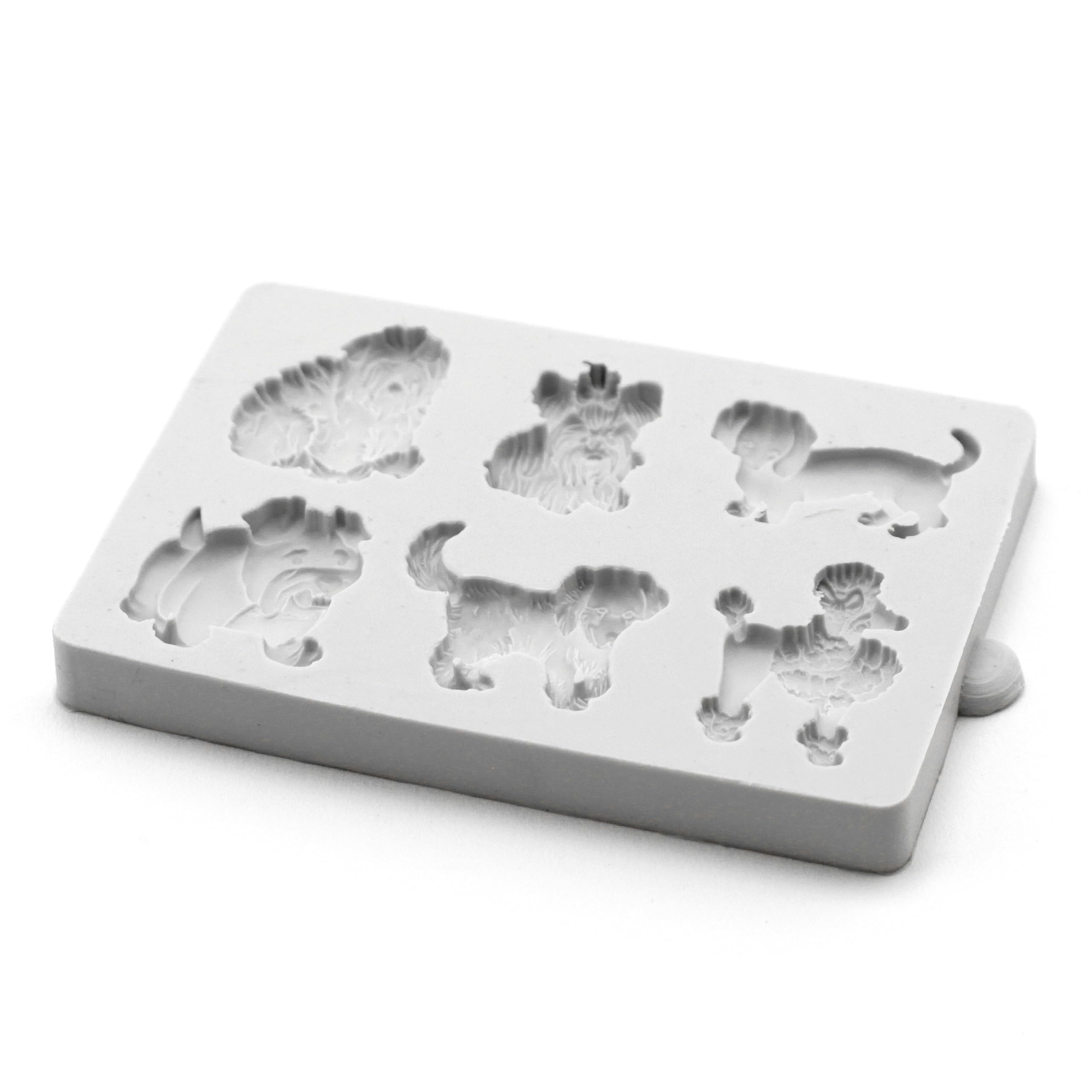 Katy Sue Miniature Dogs Silicone Mold For Cake Decorating & Craft - Makes Mini Dog Shapes Of 6 Different Breeds - Mold Size 2.4