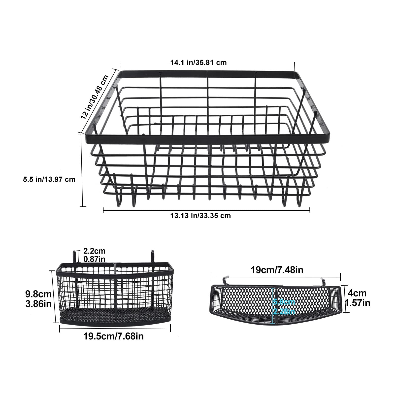 Tqvai Kitchen Dish Drying Rack Metal Dish Drainer With Full-Mesh Silverware Utensils Basket Holder, Black