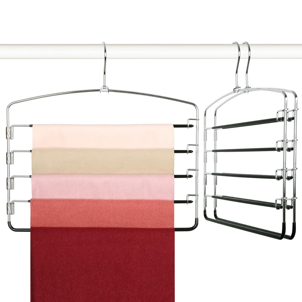 Topia Hanger Pant Hangers 3 Pack Hanger Space Saving Non Slip 5 Tier Swing Arm Pants Space Saving Hanger Closet Organizer For Pa