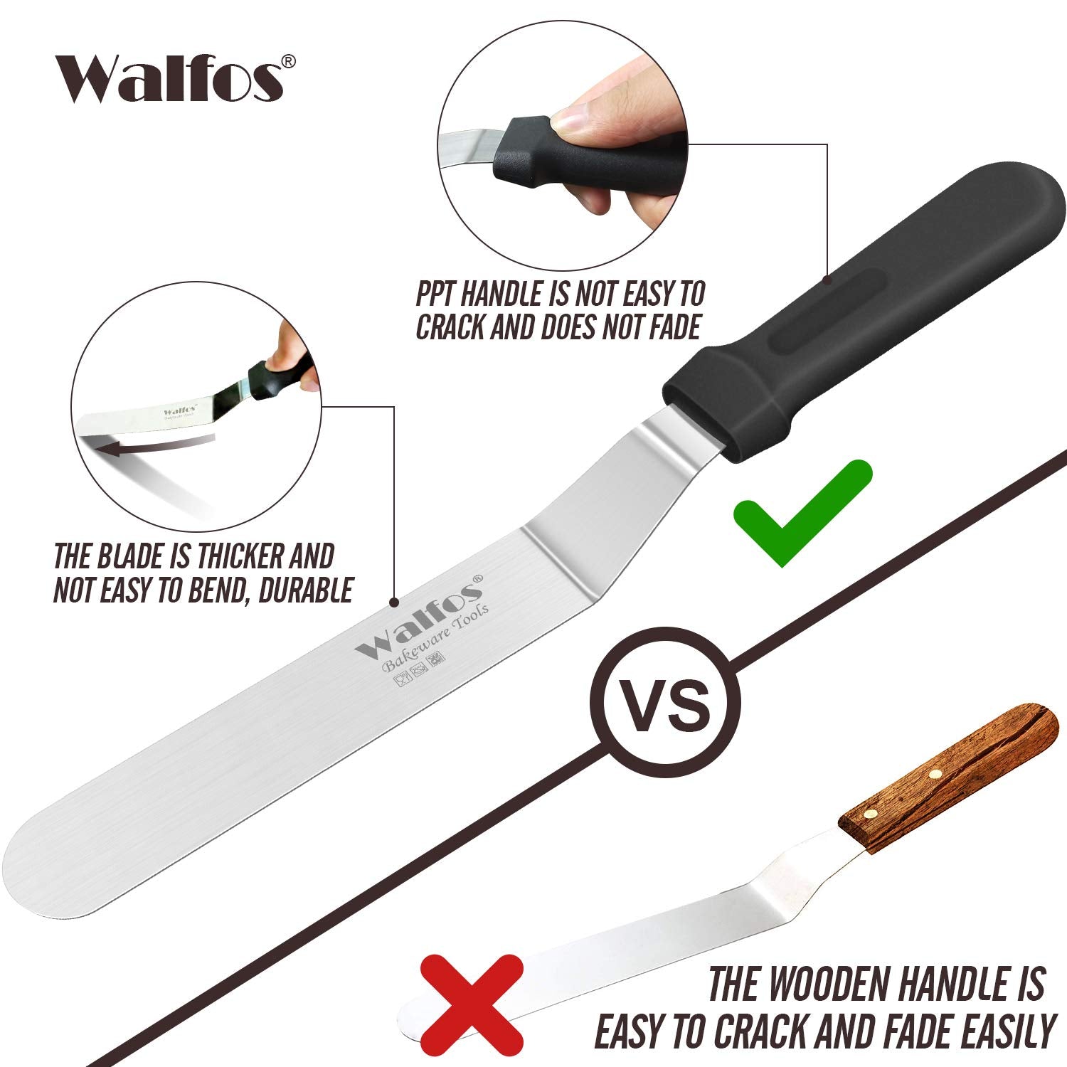 Walfos Icing Spatula, Stainless Steel Cake Spatula With Sturdy And Durable Handle Cake Decorating Spatula - Multi Purpose Use Fo