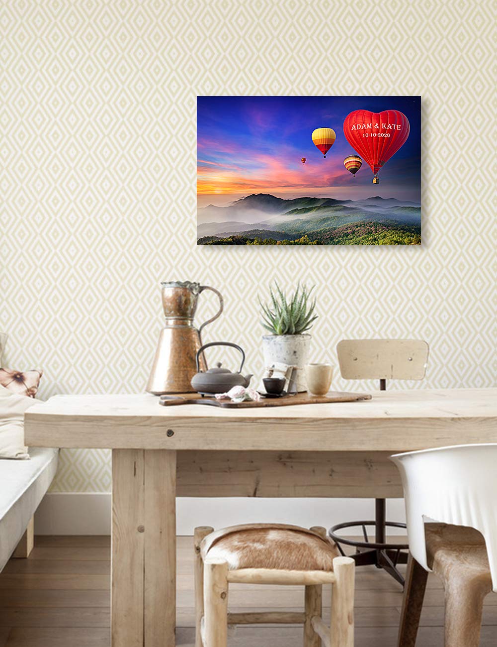 Ipic - Romance On High Personalized Wall Art With Names, Customized Gift For Couple, Canvas Wall Art For Wedding Anniversary. 18