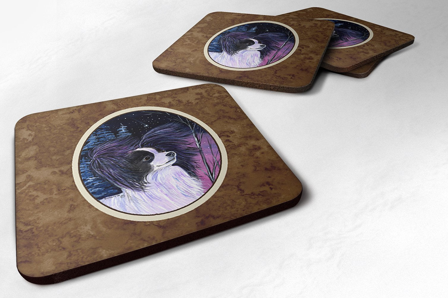 Carolines Treasures Starry Night Papillon Foam Coasters Set of 4 (Set of 4), 3.5 H x 3.5 W, Multicolor
