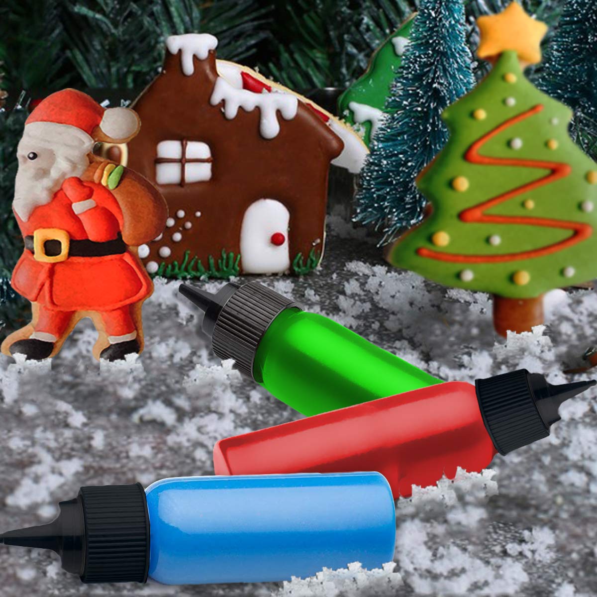 Artcome 40Pcs Christmas Cookie Decorating Tool Set, 28Pcs Cookie Cutters, 6Pcs Easy Squeeze Write Bottles And 6Pcs Sugar Stir Ne