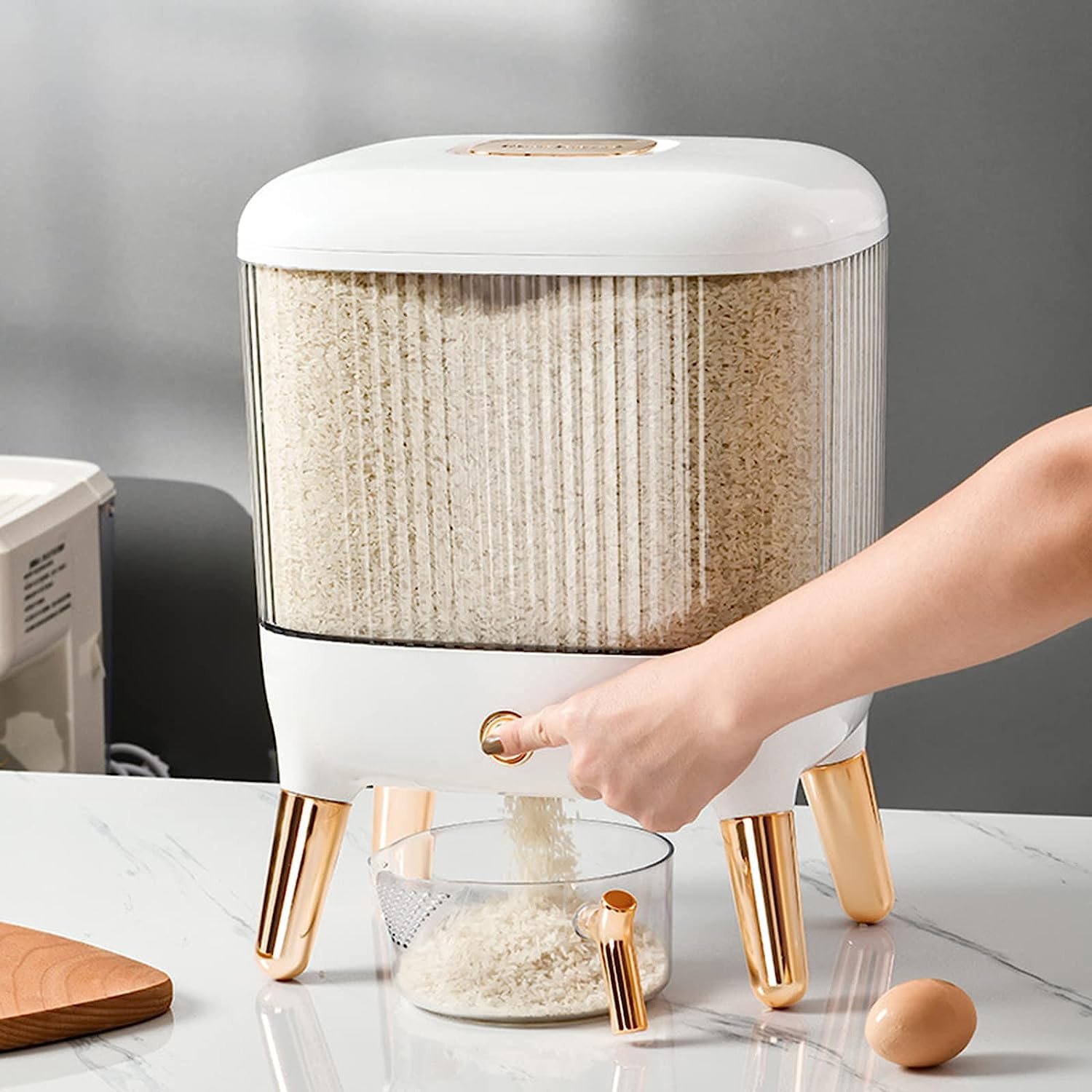 Jumix Rice Dispenser, Cereal Dry Food Storage Containers With Measuring Cup, Rice Container, Rice Storage Container, Food Cereal