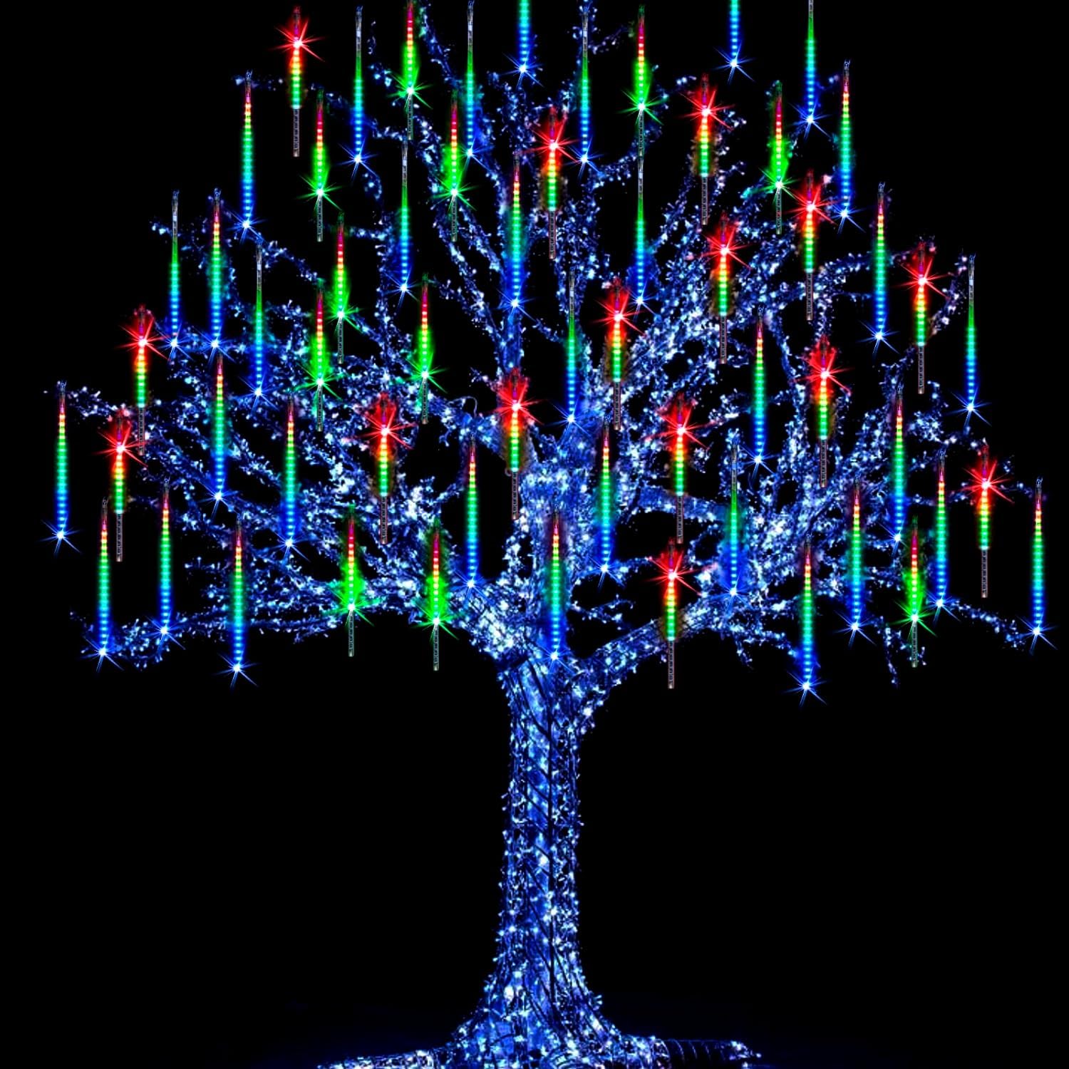 MIRADH Rain Drop Lights, LED Meteor Shower Lights 11.8 inch 8 Tubes 192leds, Icicle Falling Lights for Diwali Lights for Decorat