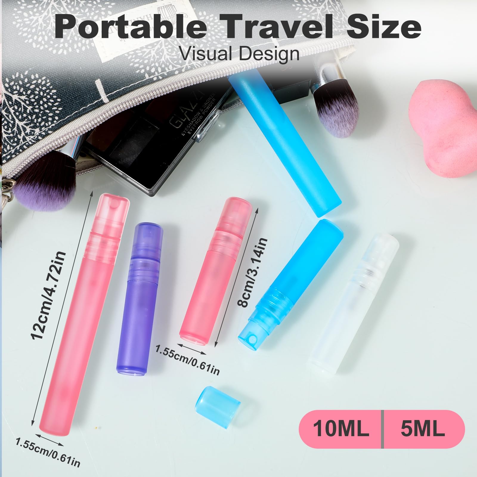 Amaxiu Refillable Perfume Atomizer Bottle For Travel, Mini Portable Spray Bottles 10Ml/5Ml Small Empty Sample Container Plastic