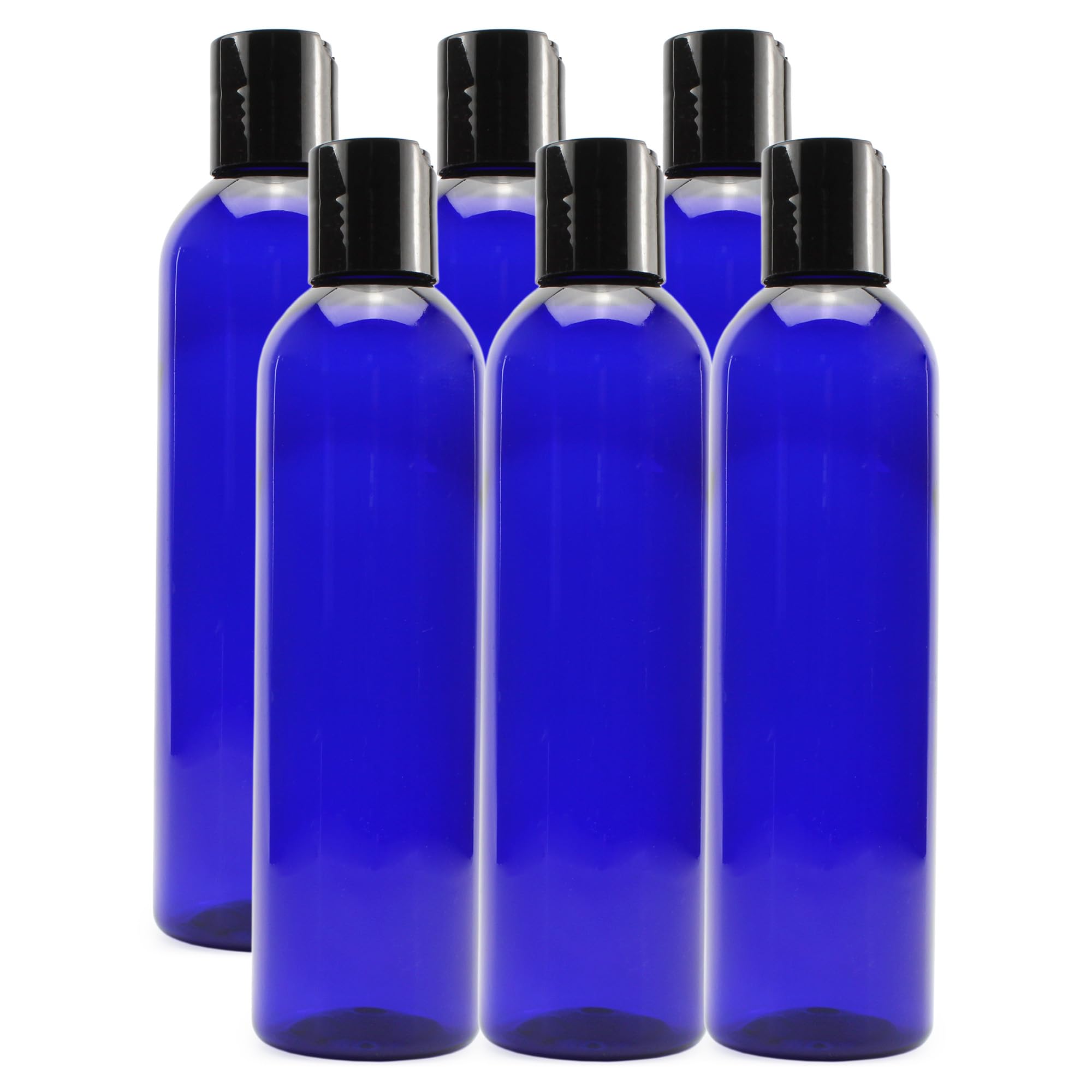 Cornucopia 8Oz Plastic Squeeze Bottles W/Disc Top Flip Cap (6-Pack, Blue); Bpa-Free Containers For Shampoo, Lotions, Liquid Body