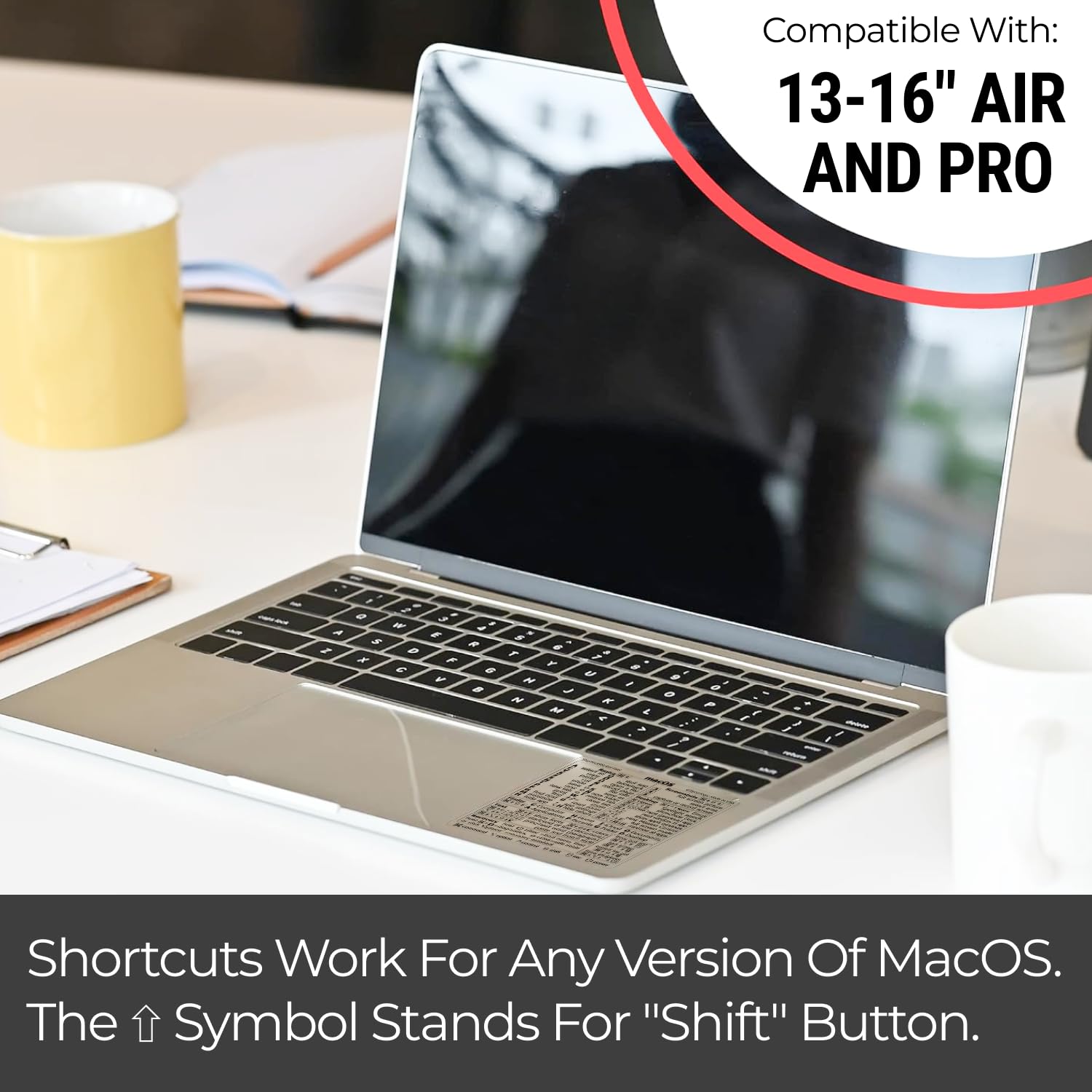 Synerlogic Mac Os (Venturamontereybig Surcatalinamojave) Keyboard Shortcuts, M1M2Intel No-Residue Clear Vinyl Sticker, Compatibl