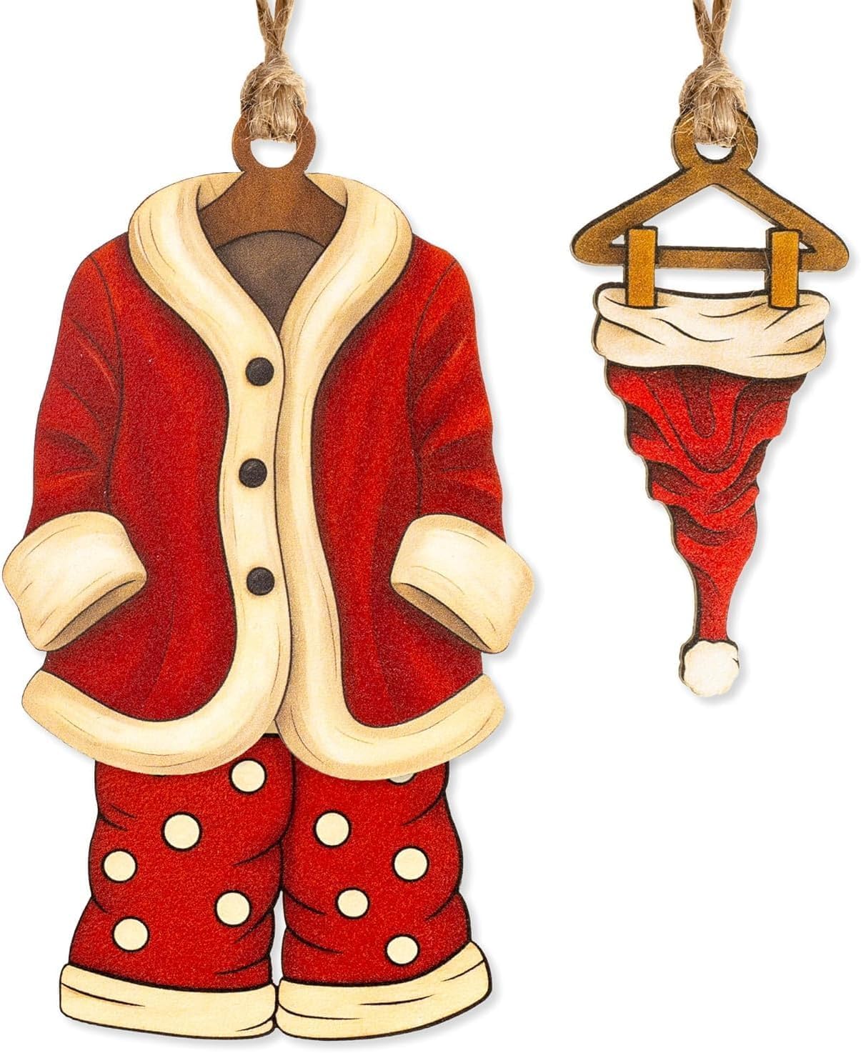 Funny Christmas Ornaments, Santa Ornaments for Christmas Tree, Secret Santa Gifts, Vintage 3-Piece Ornament Set, Wooden Hanger O