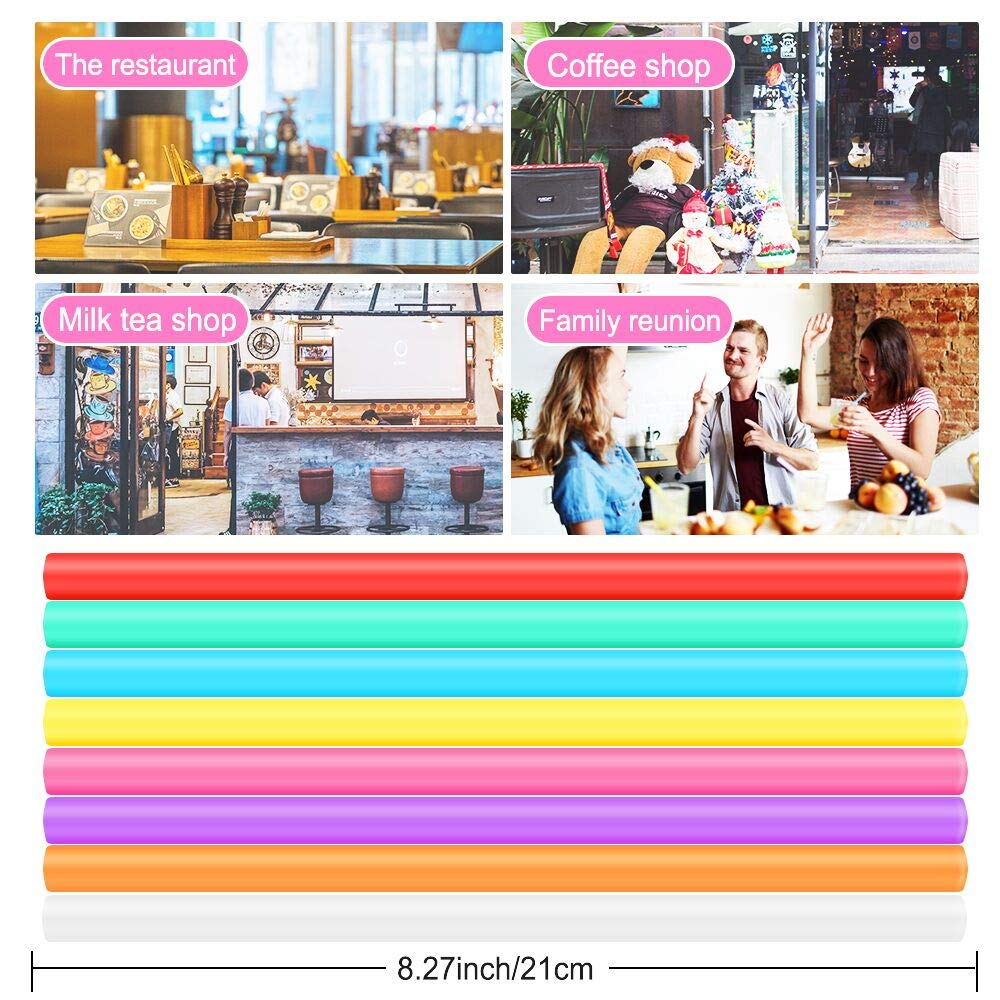 200 Pcs Individually Packaged Colorful Jumbo Smoothie Straws, Large Wide Milkshake Disposable Plastic Drinking Straw (0.43'' Dia