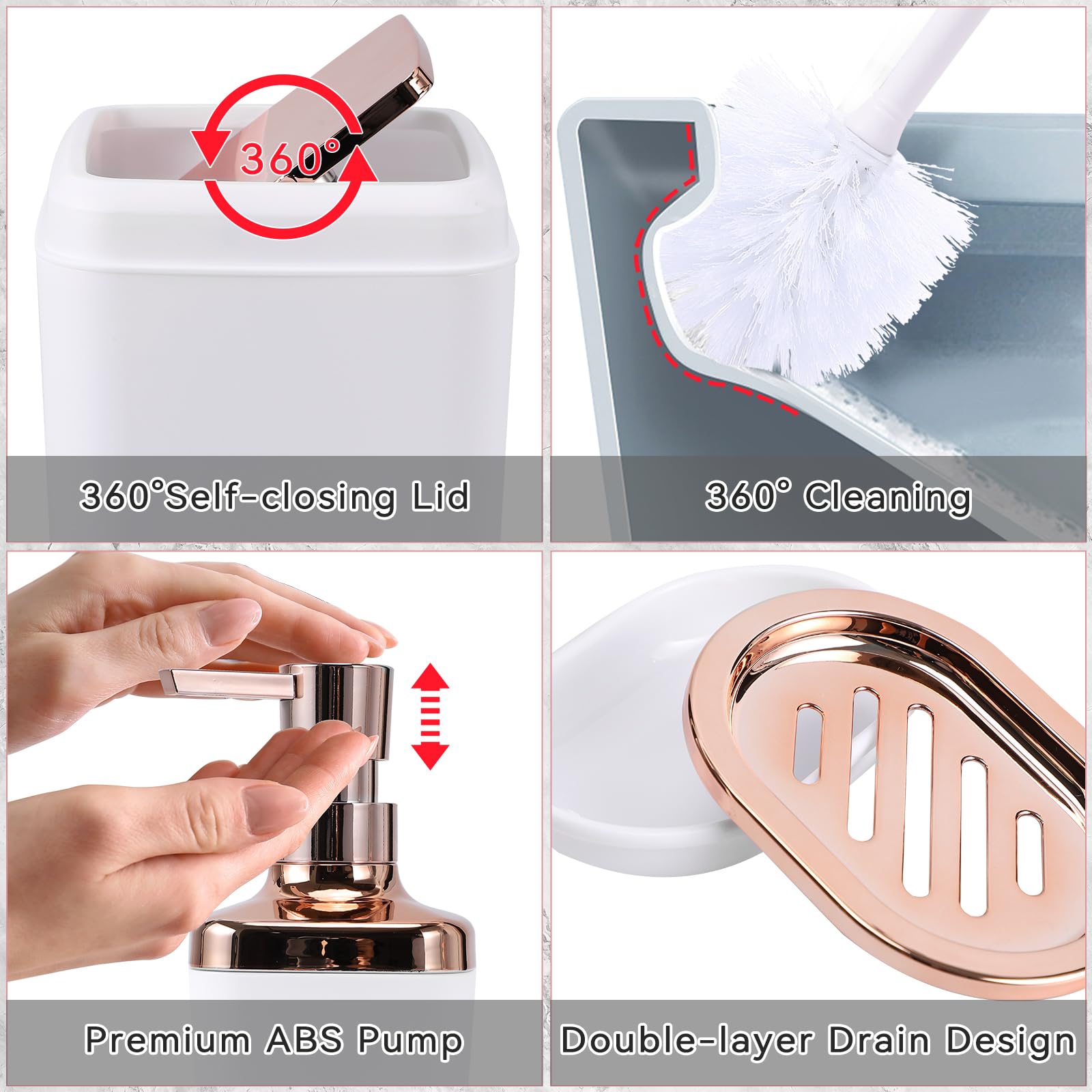 Xlhomo 24Pcs White Bathroom Set With Shower Curtain And Rug And Accessories, White Bathroom Accessories With Trash Can,Soap Disp