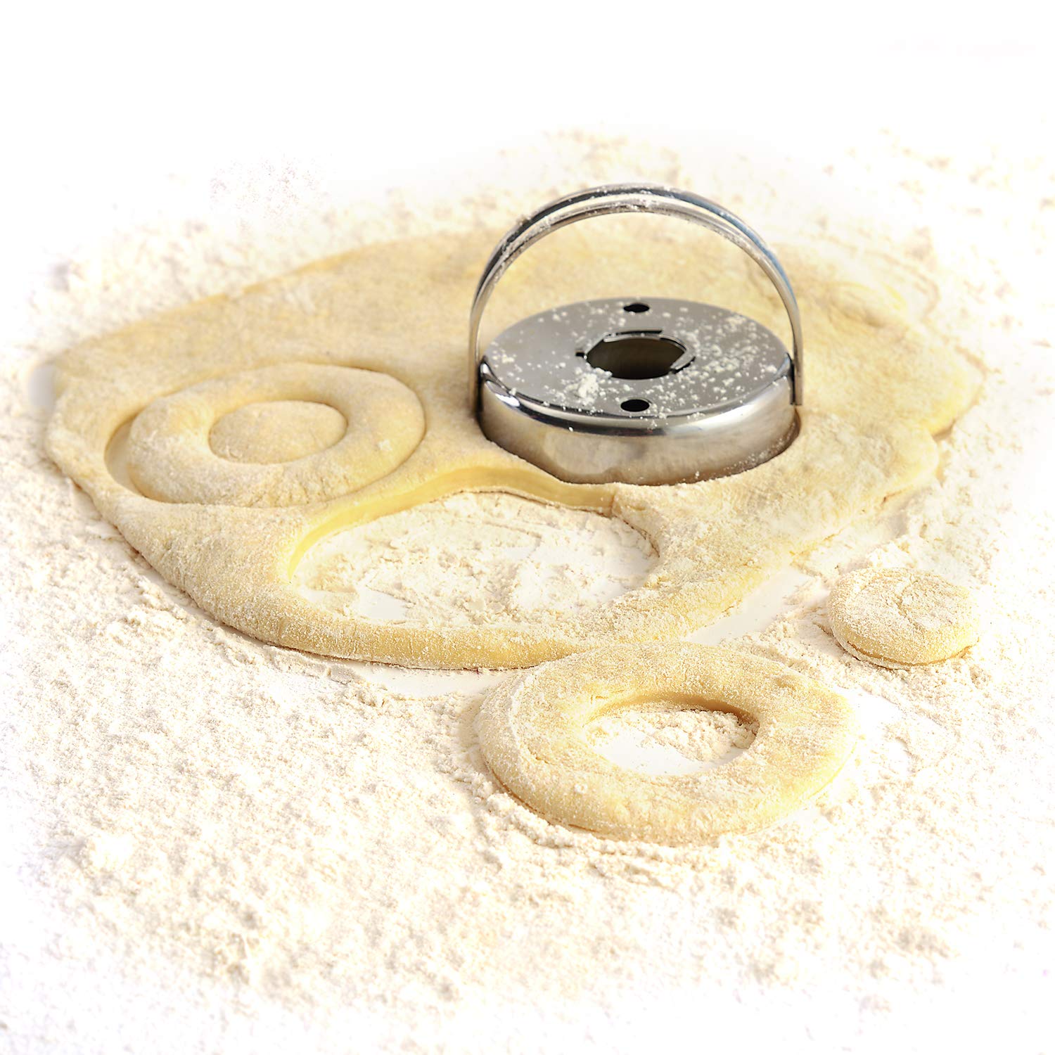 Norpro Stainless Steel Donut/Biscuit/Cookie Cutter, 2.75in/7cm, Removable Center, As Shown, Model 3496