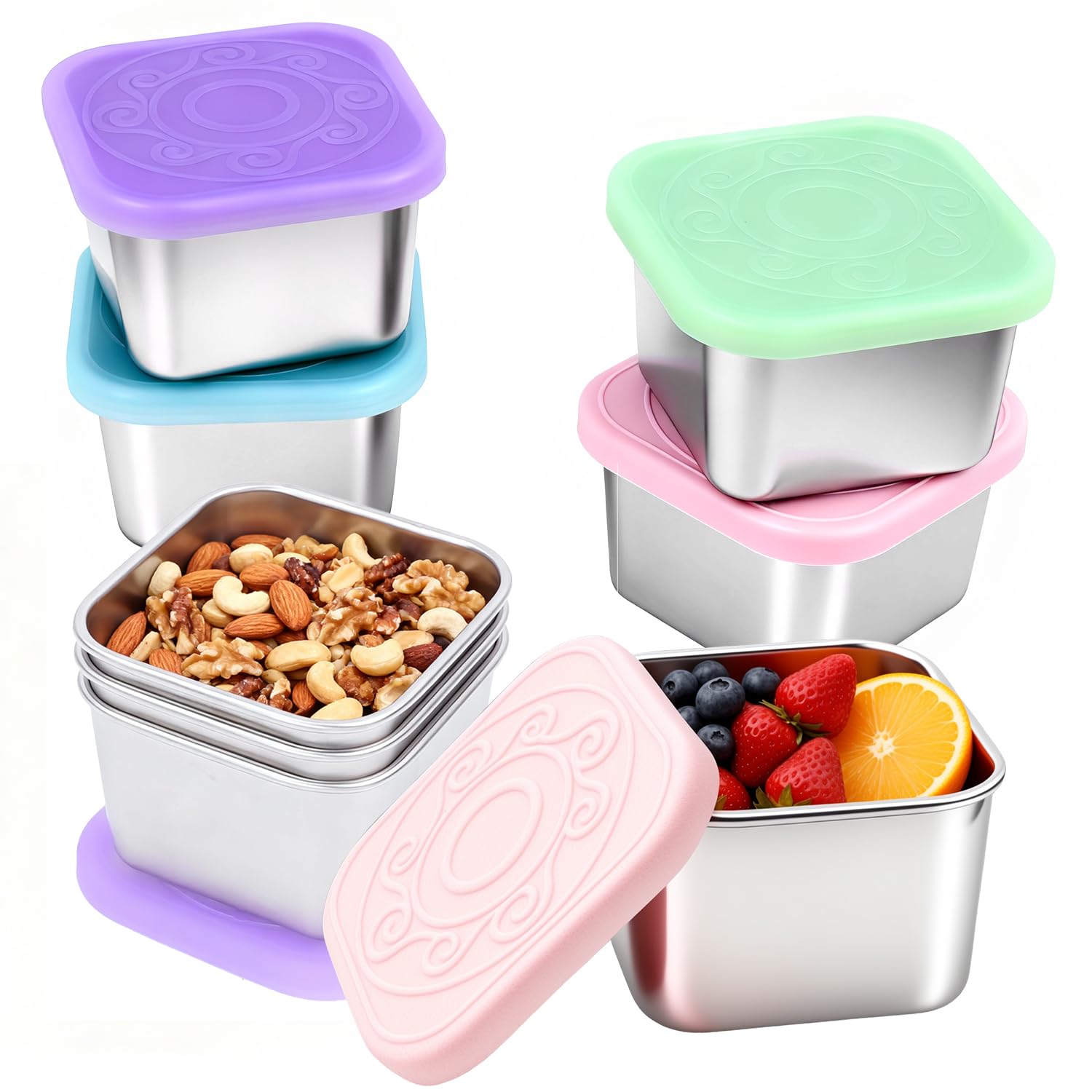 Reusable Stainless Steel Snack Containers for Kids & Travel, 6oz,8Pack
