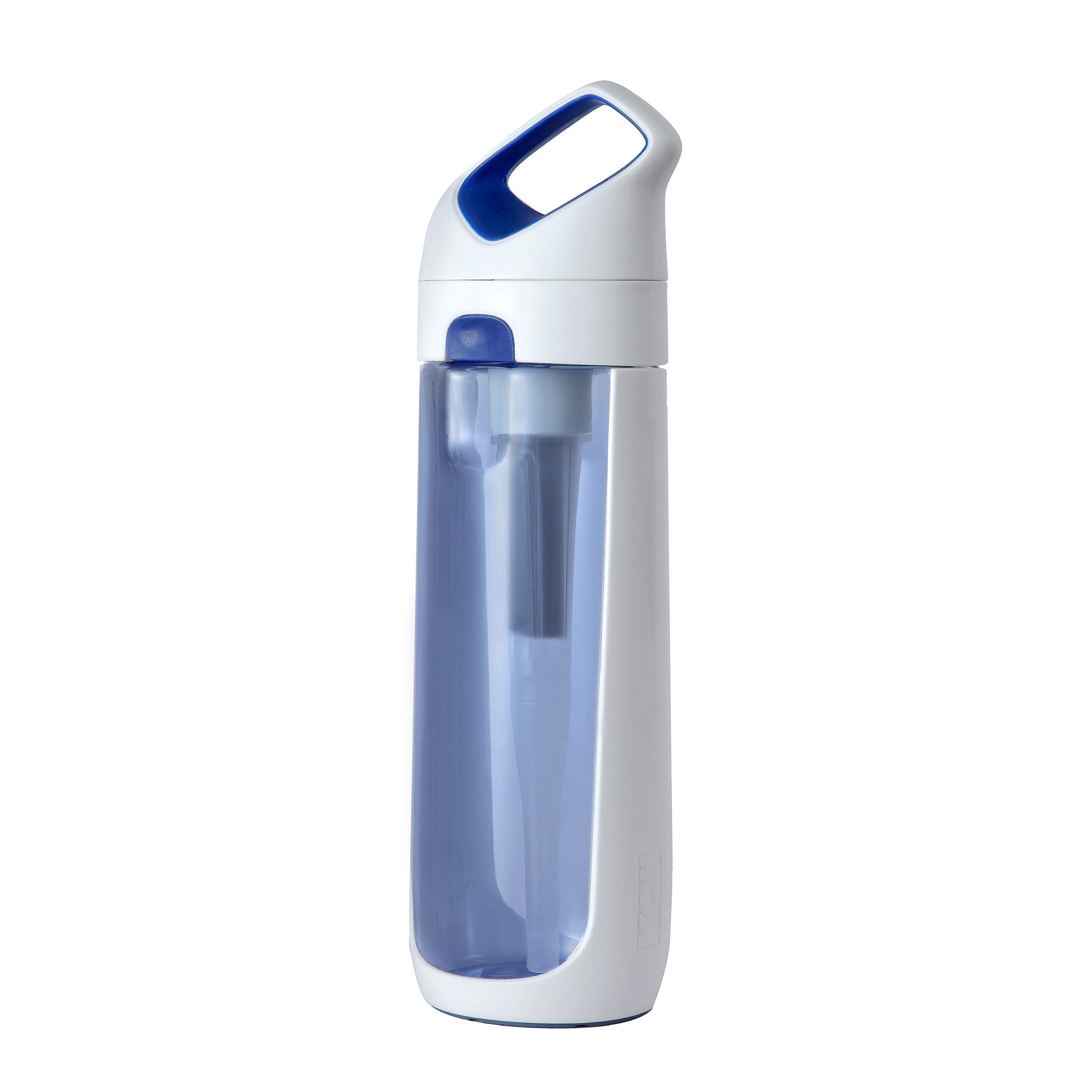Kor Nava Bpa Free 650Ml Filter Water Bottle, White/Blue