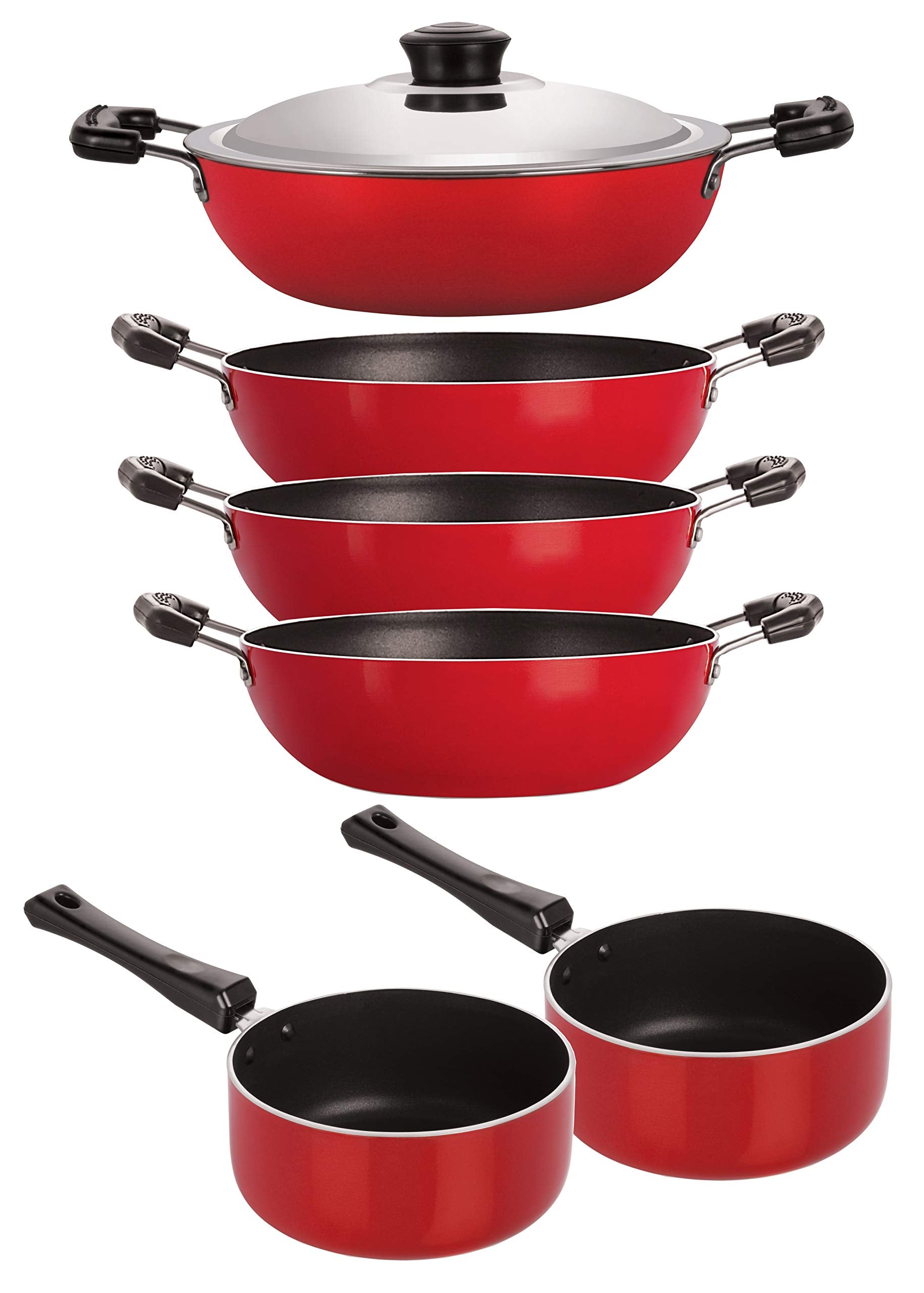 Nirlon NonStick Aluminium Pots And Pans Combo Gift Set, 6 Piece Set