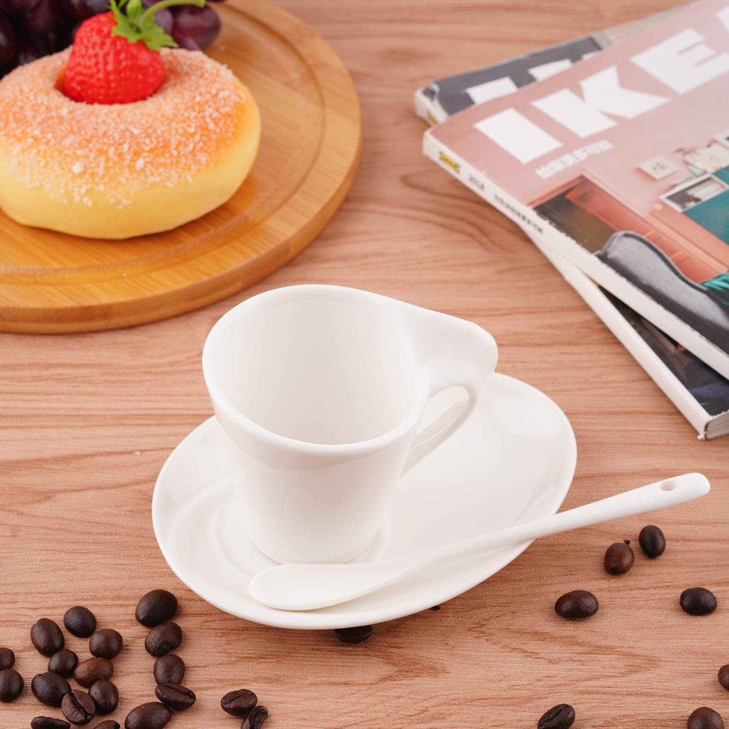 Trspcwr Espresso Coffee Cup Set Of 6, Ceramic Coffee Tea Cup Set 2.5Oz With Holder And Saucer Service, Turkish Coffee Cup For Ho