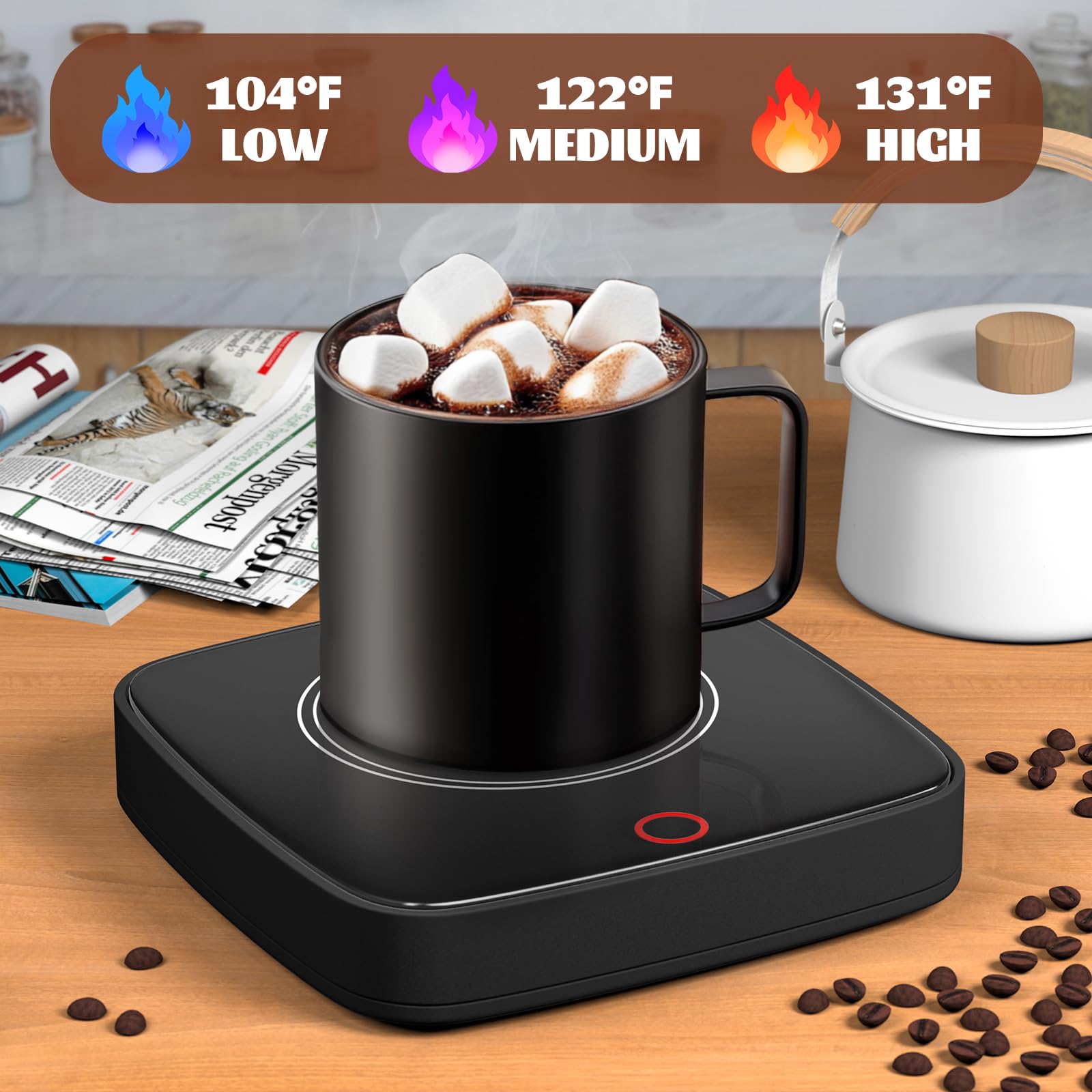 Coffee Cup Warmer For Desk, Smart Coffee Mug Warmer For Desk Home Office Use With 3 Temperature Setting, Beverage Warmer Candle