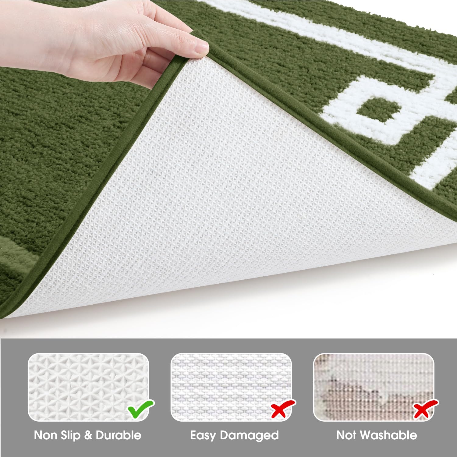 Homeideas Bathroom Rugs Sets 2 Piece, Soft And Water Absorbent Microfiber Carpet, Non-Slip Washable Bath Mats (20''X32''+16''X24