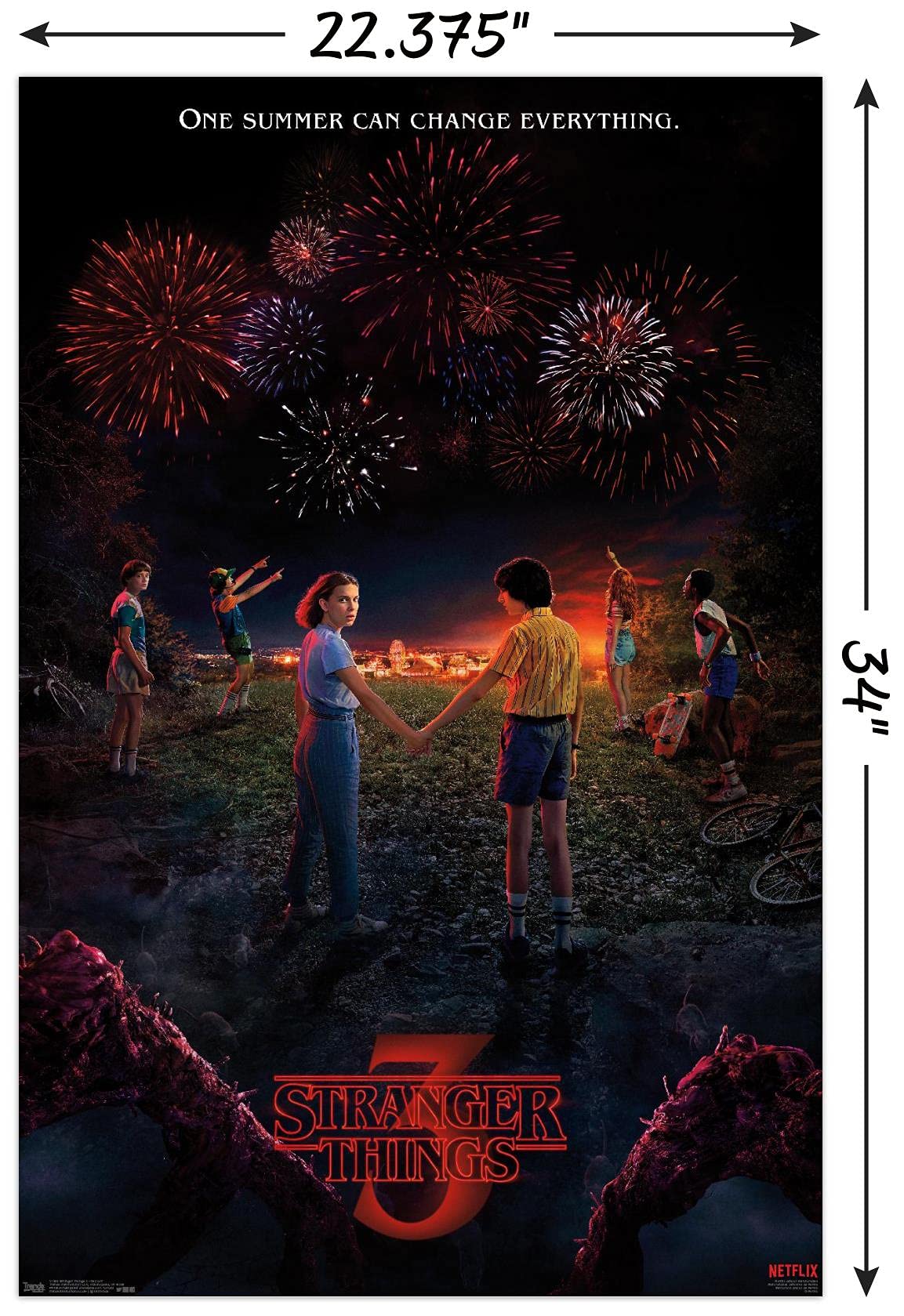 Trends International Netflix Stranger Things: Season 3 - Key Art Wall Poster, 22.375'' X 34'', Poster & Mount Bundle