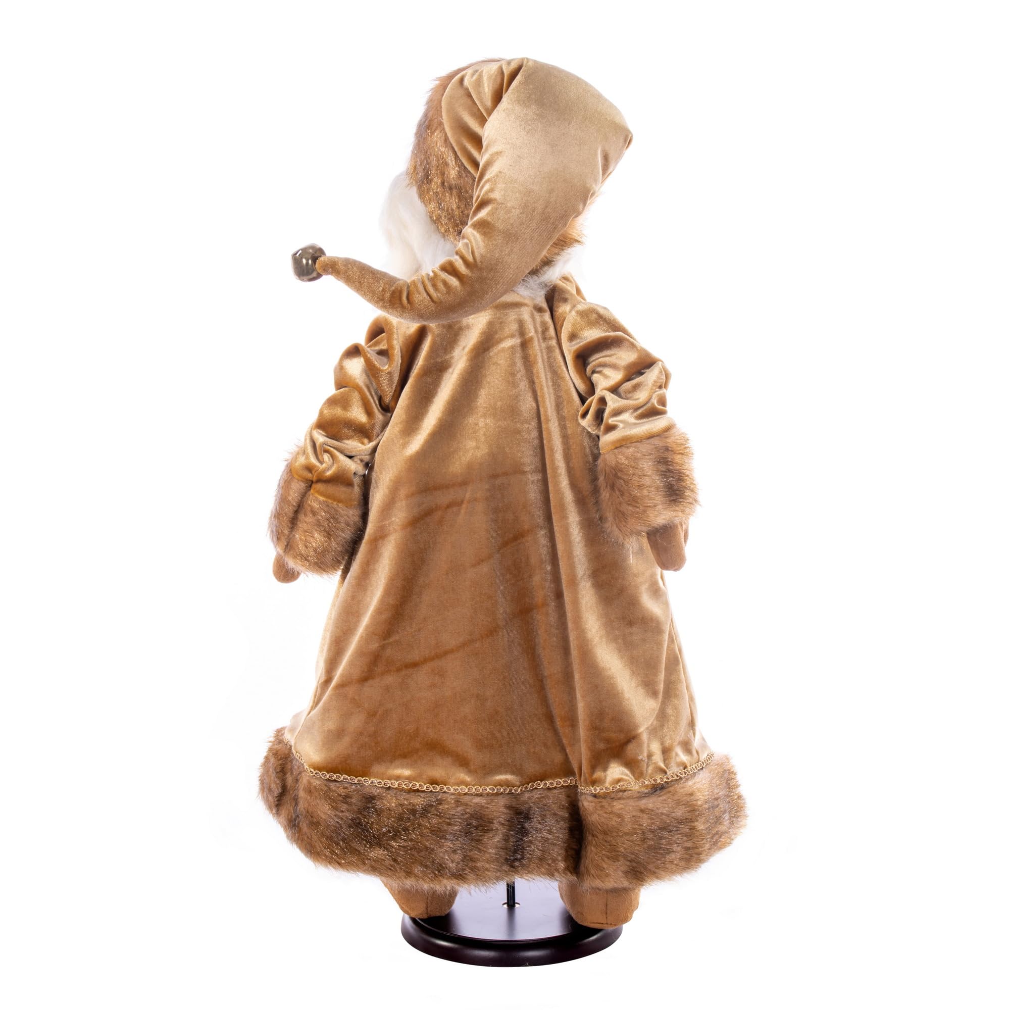 Vickerman 24 Mocha Velvet Santa Doll with Stand. This Santa has Glasses, Stand is Removeable.