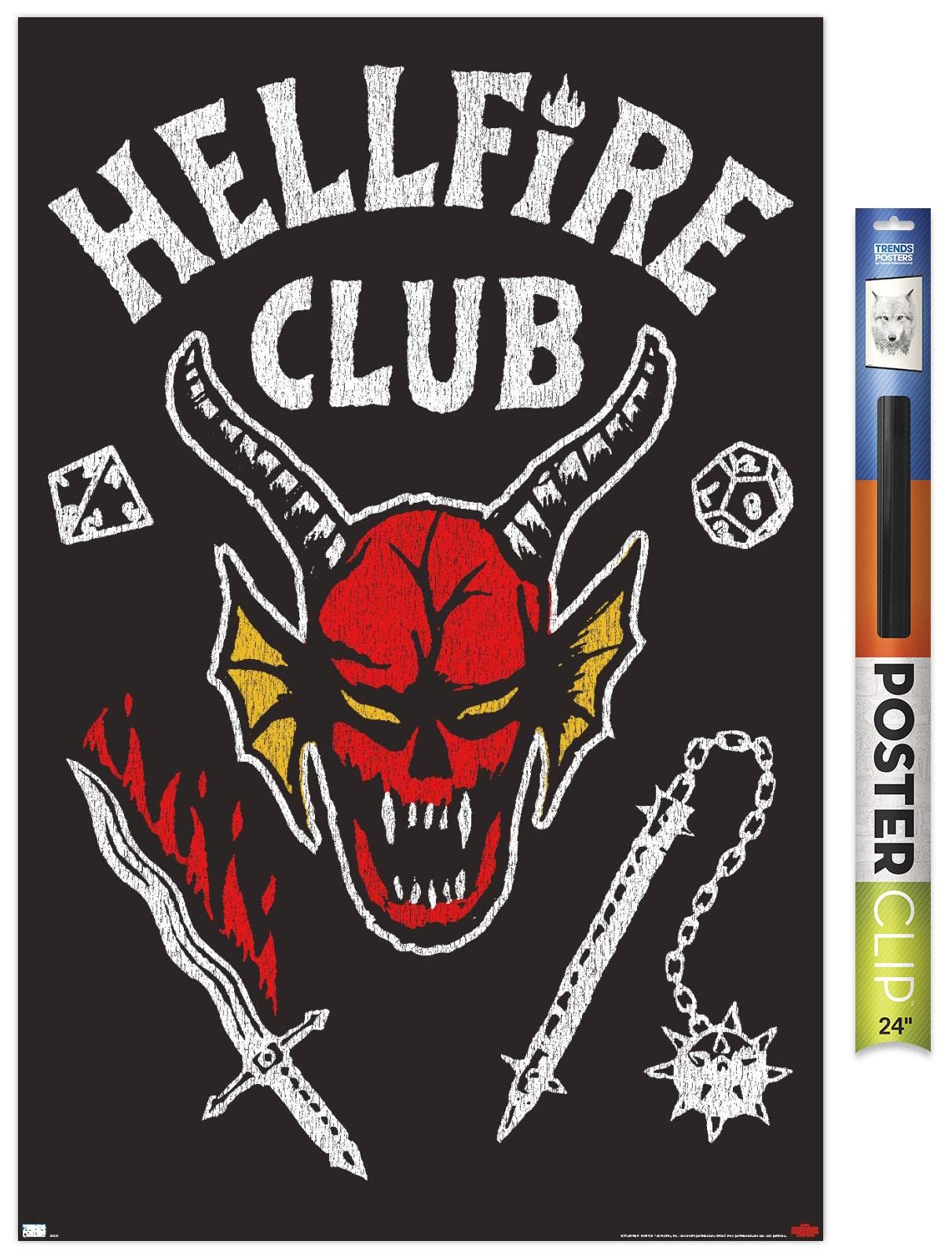 Trends International Netflix Stranger Things: Season 4 - Hellfire Club Wall Poster, 22.375'' X 34'', Poster & Clip Bundle