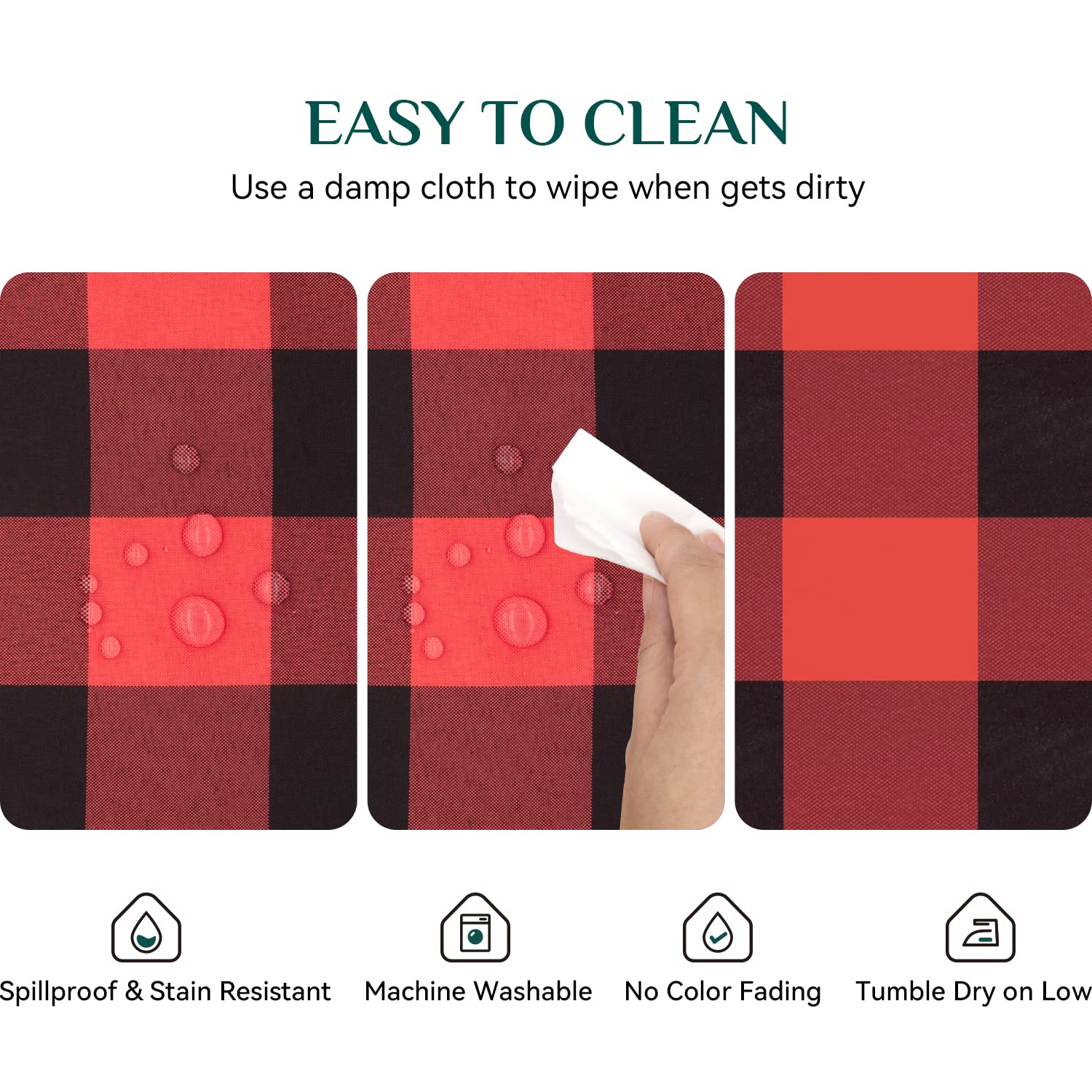 Softalker Christmas Gingham Checkered Rectangle Tablecloth - Buffalo Plaid Farmhouse Table Cloth Waterproof Stain Resistant Tabl