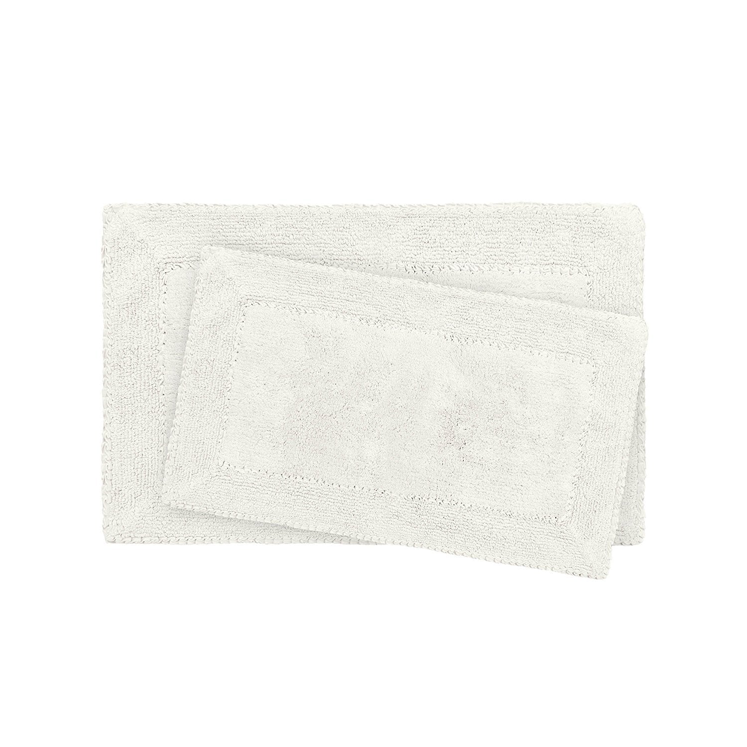Laura Ashley Ruffle Cotton 2-Piece Bath Rug Set, White