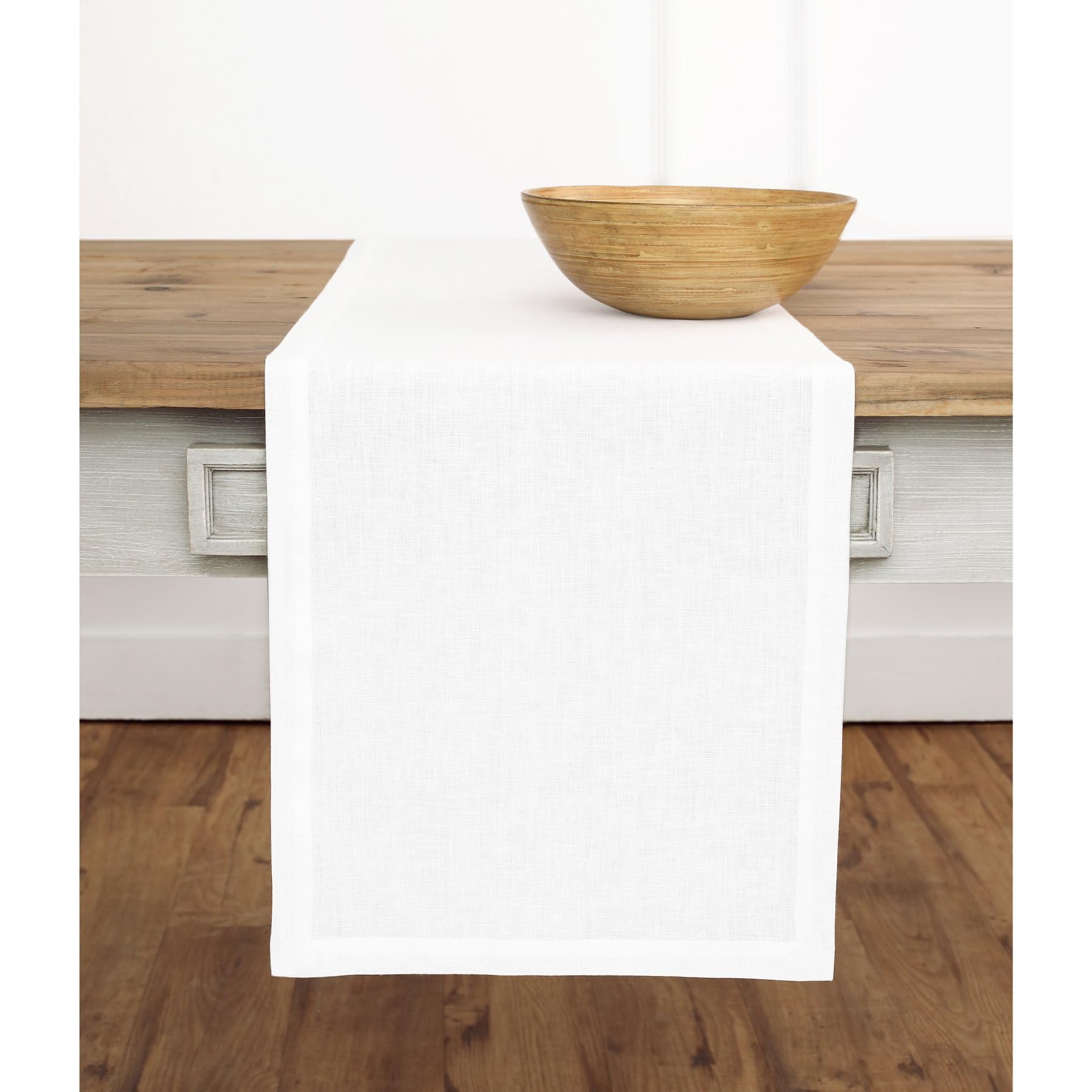 Solino Home Linen White Table Runner 108 Inches Long - Fete, 100% Pure Linen Dining Table Runner 14 X 108 Inch Ideal For Wedding