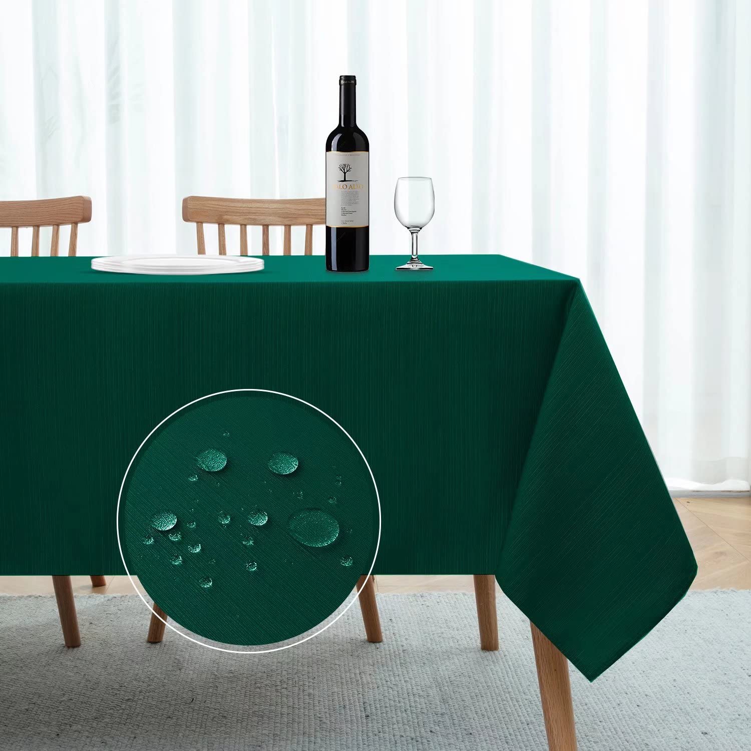 Softalker Christmas Jacquard Rectangle Tablecloth - Geometric Line Damask Table Covers Waterproof Stain Resistant Washable Polye