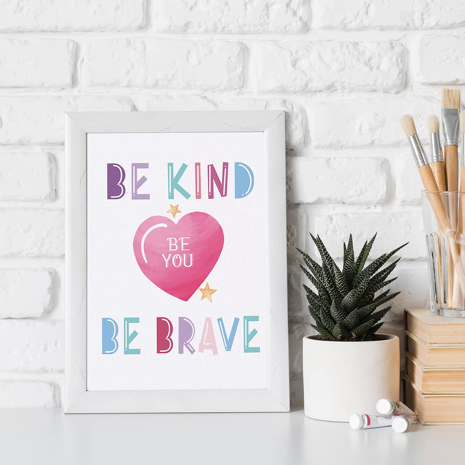 Rainbow Unicorn Theme Inspirational Words Art Print, Unicorn Art Poster For Nursery, Girls Kids Bedroom Wall Decor, Wall Decor F
