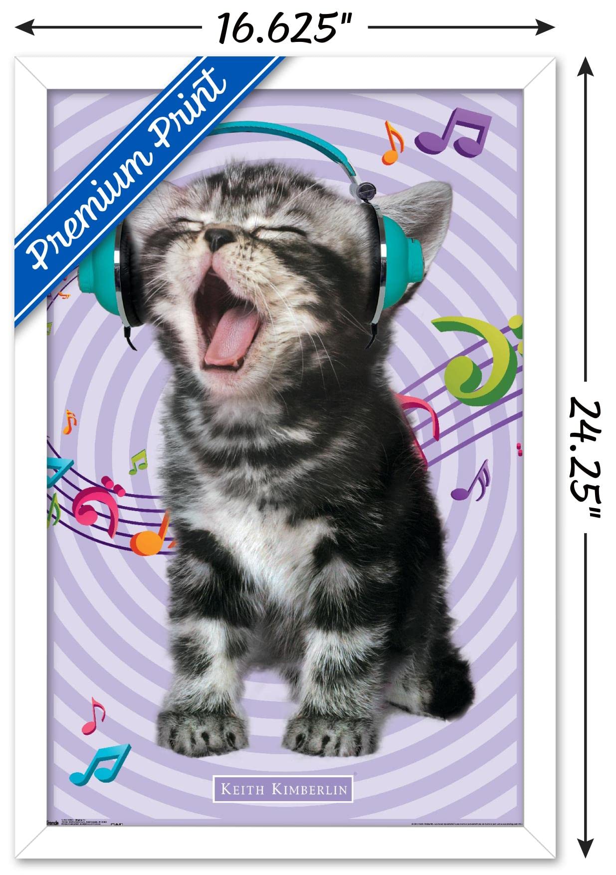 Trends International Keith Kimberlin - Kitten - Singing Wall Poster, 14.725'' X 22.375'', White Framed Version