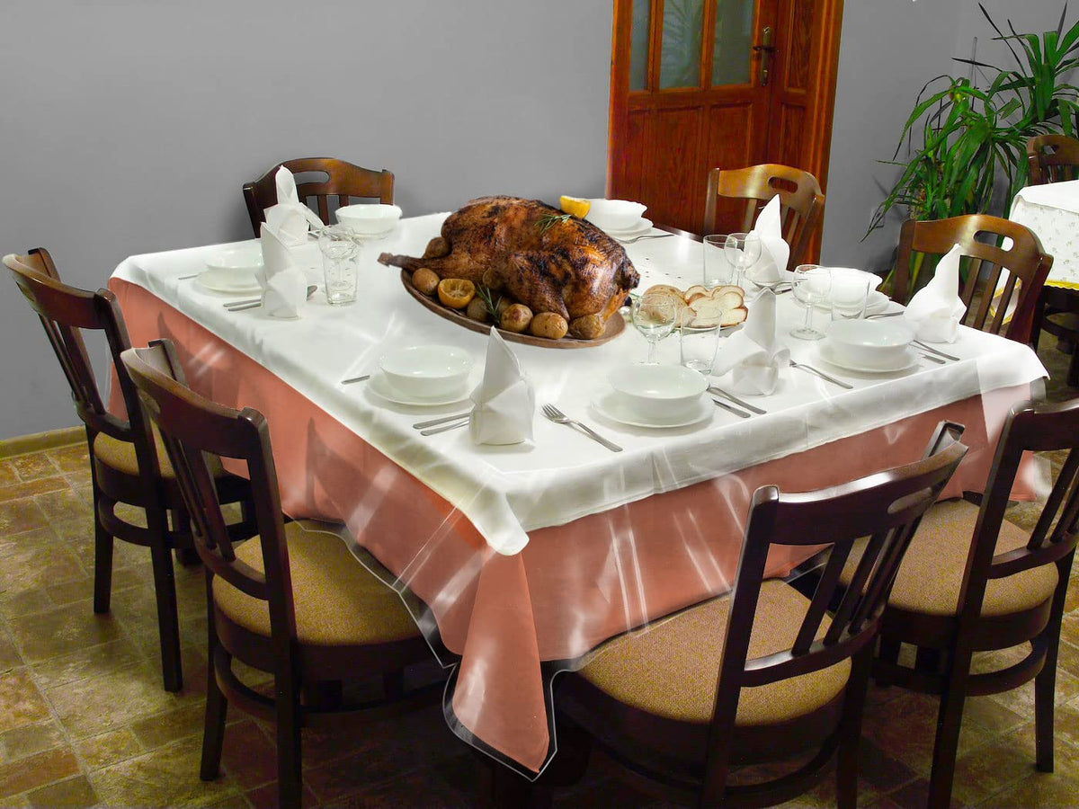 Laminet Heavy-Duty Deluxe Crystal Clear Vinyl Tablecloth Protector 70 X 90 - Oblong
