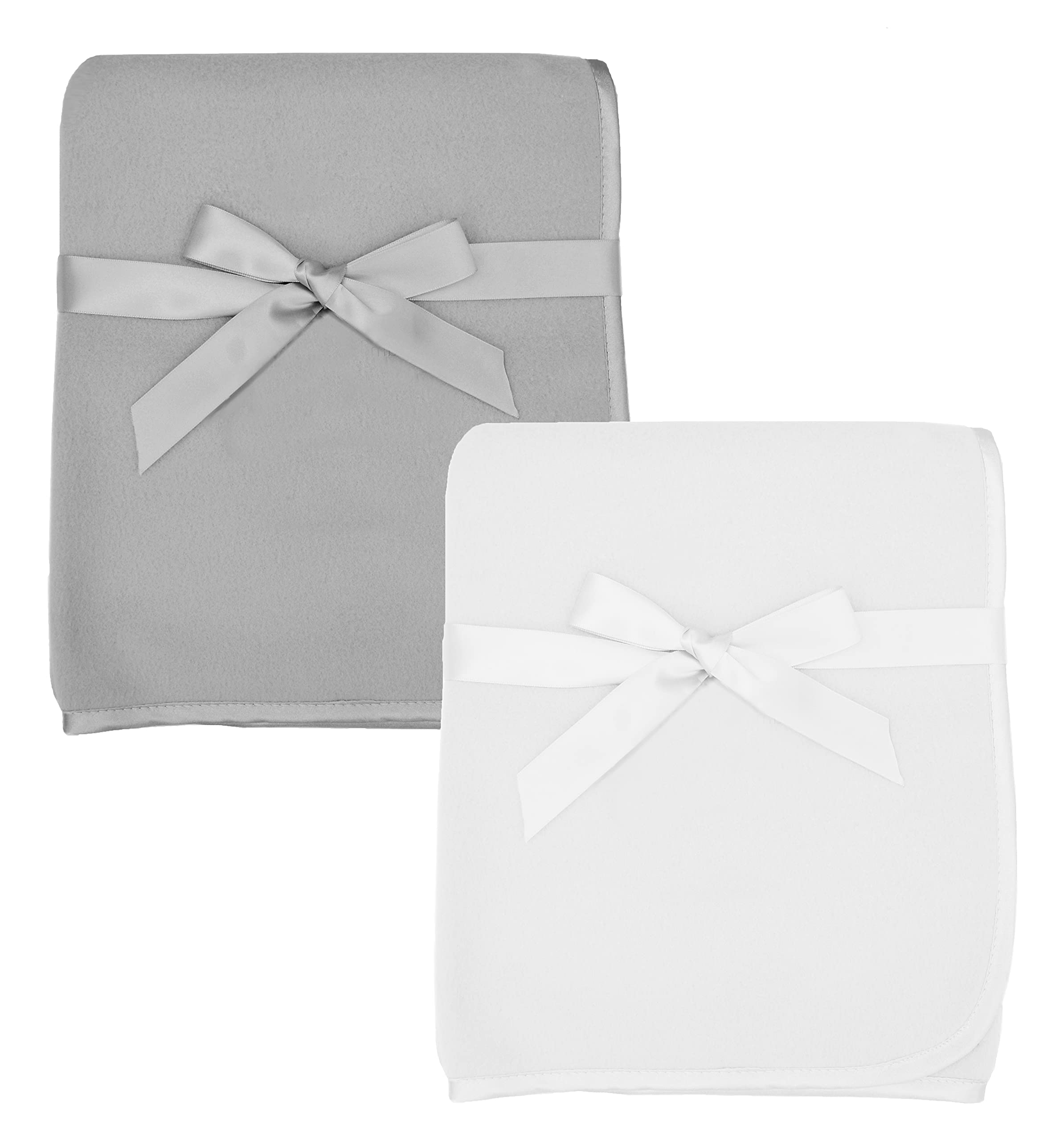 American Baby Company 2 Piece Fleece Blankets, Gray And White, 30 X 30, For Boys And Girls