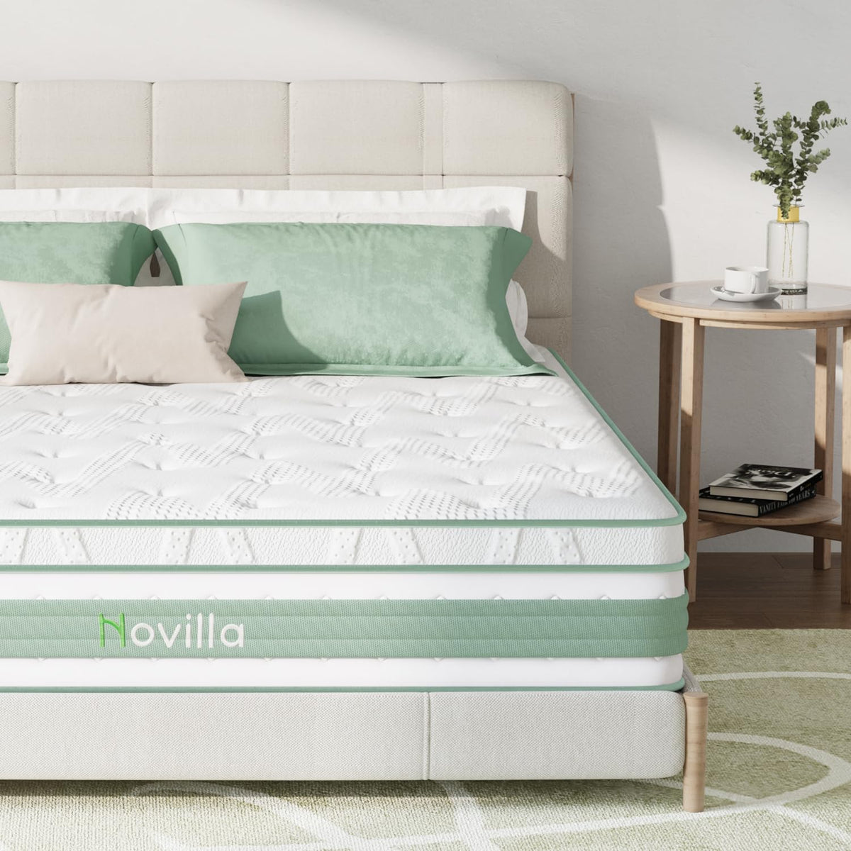 Novilla Queen Mattress, 12 Inch Hybrid Mattress In A Box, Gel Memory Foam With Individual Pocket Springs For A Peaceful Sleep, Q