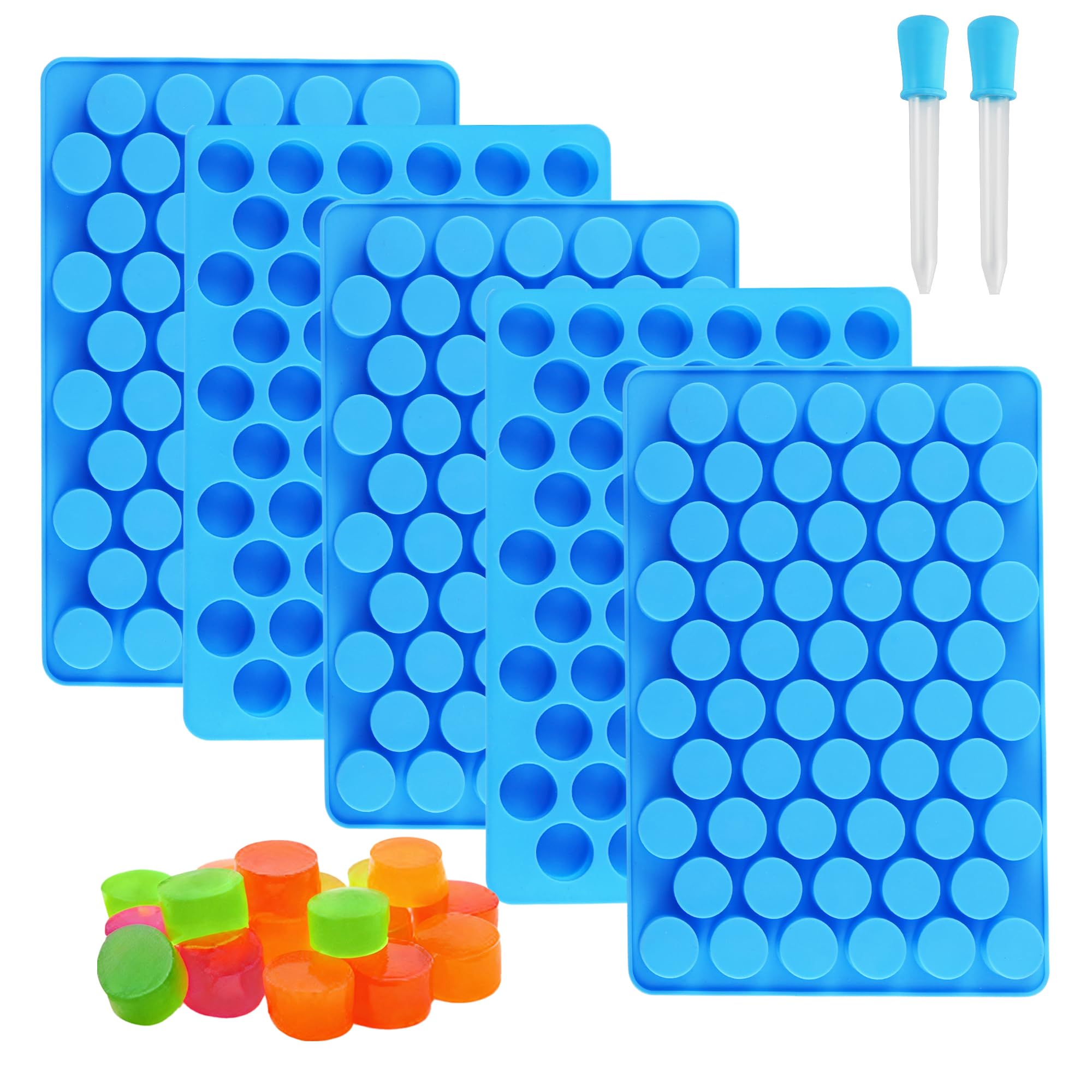 Sidosir 7Pcs Gummy Round Chocolate Silicone Molds, Silicone Roung Candy Mold for Cake Decoration, Non-Stick Gummy Mold for Parti