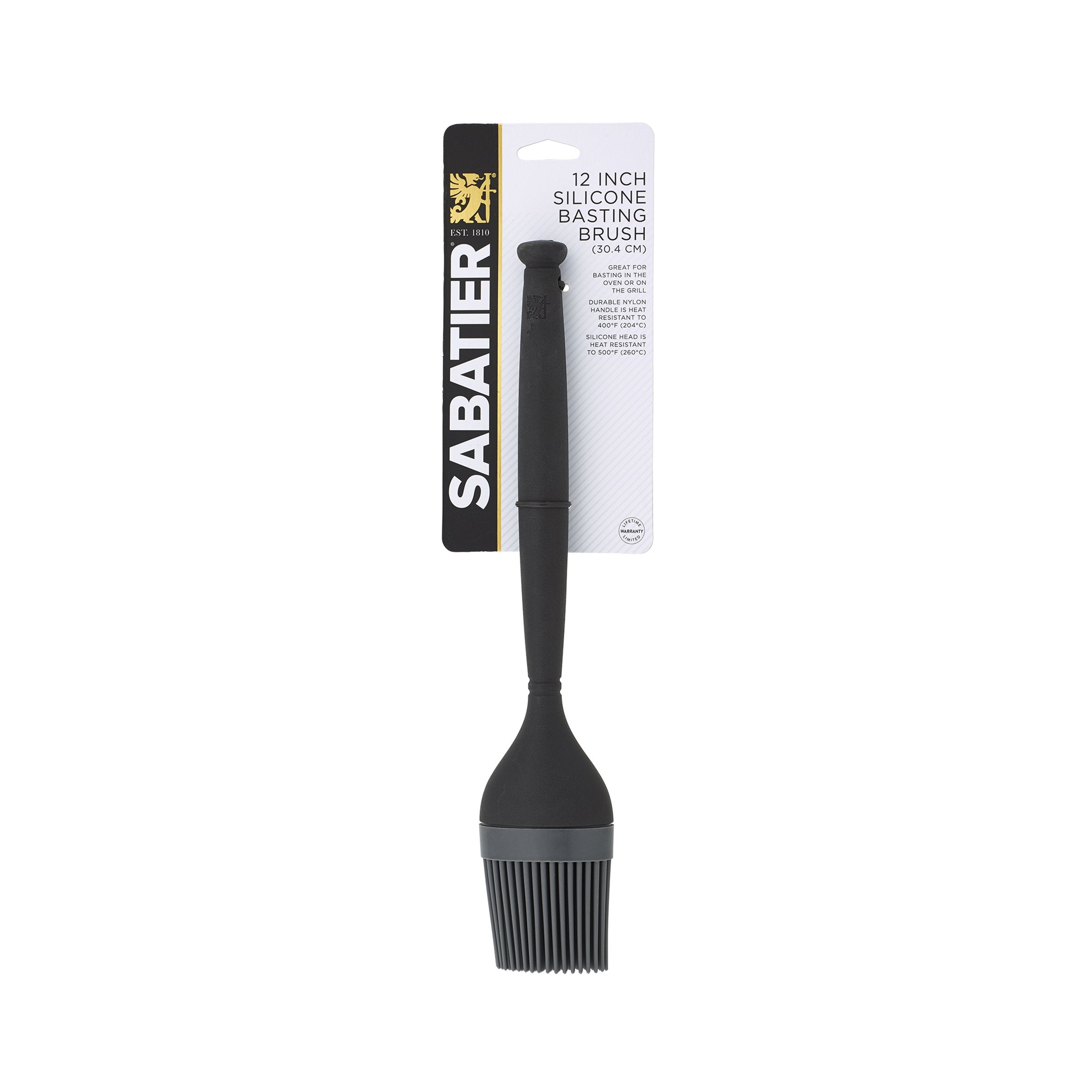 Sabatier Nylon Basting Brush With Silicone Head, 12-Inch, Black/Gray