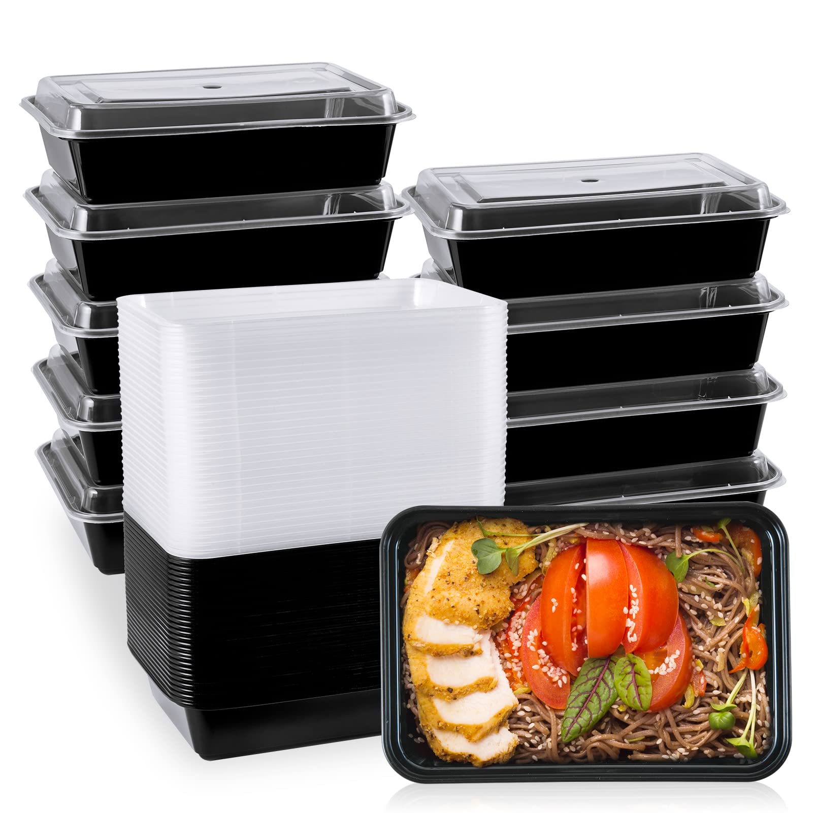Muchii 34 Oz Meal Prep Container With Lids, [30 Pack] Big To Go Containers With Lids, Plastic Food Containers, Disposable Lunch