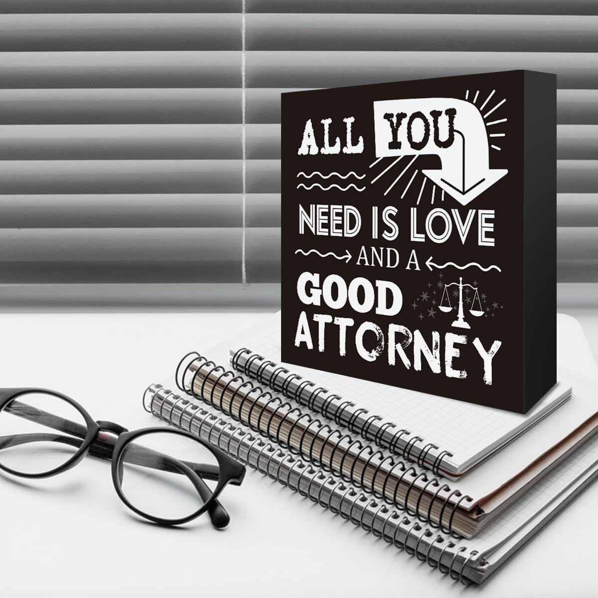 Summerjokes Funny Lawyer Gifts for Men Women, All You Need is Love and a Good Attorney Wooden Box Sign Home Office Desk Decor fo
