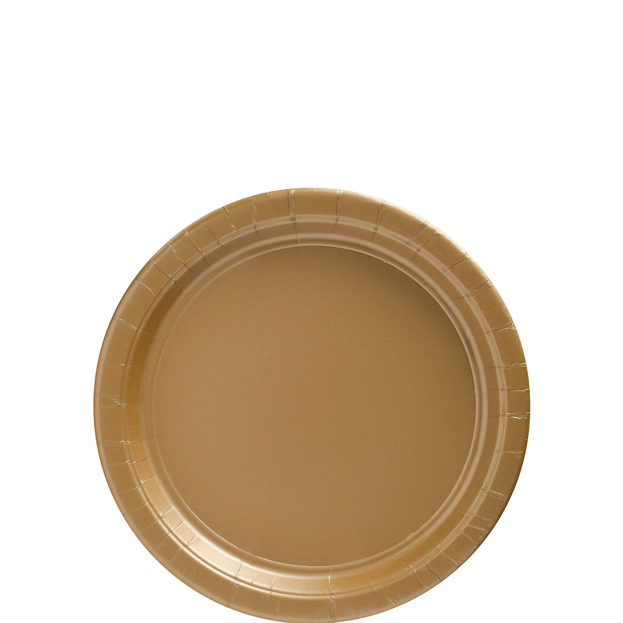 Gold Round Paper Plates - 6.75'' (50 Pc) - Sturdy & Eco-Friendly Party Essentials - Perfect For Celebrations & Events