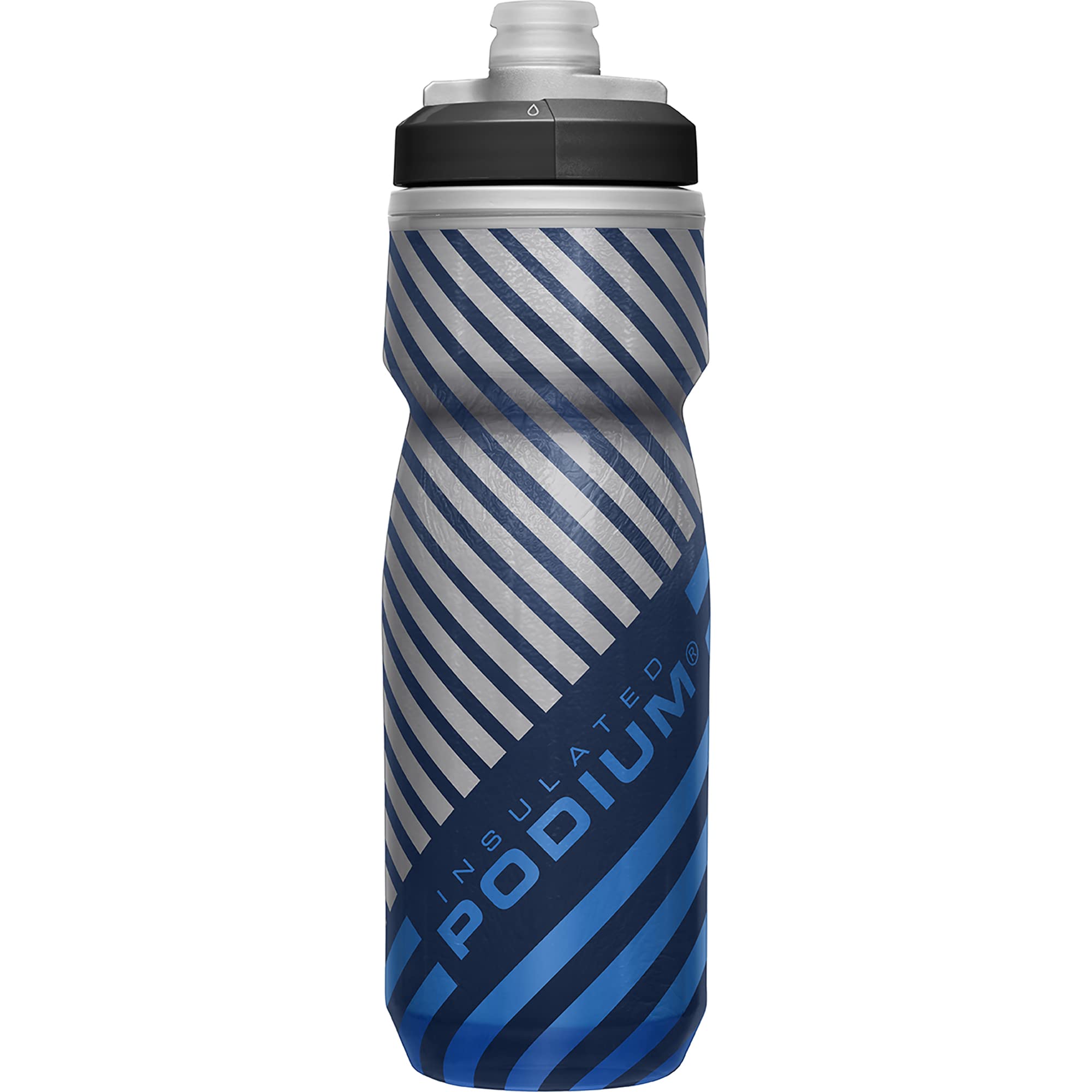 Camelbak Podium Chill Insulated Bike Water Bottle - Easy Squeeze Bottle - Fits Most Bike Cages - 21Oz, Navy Stripe