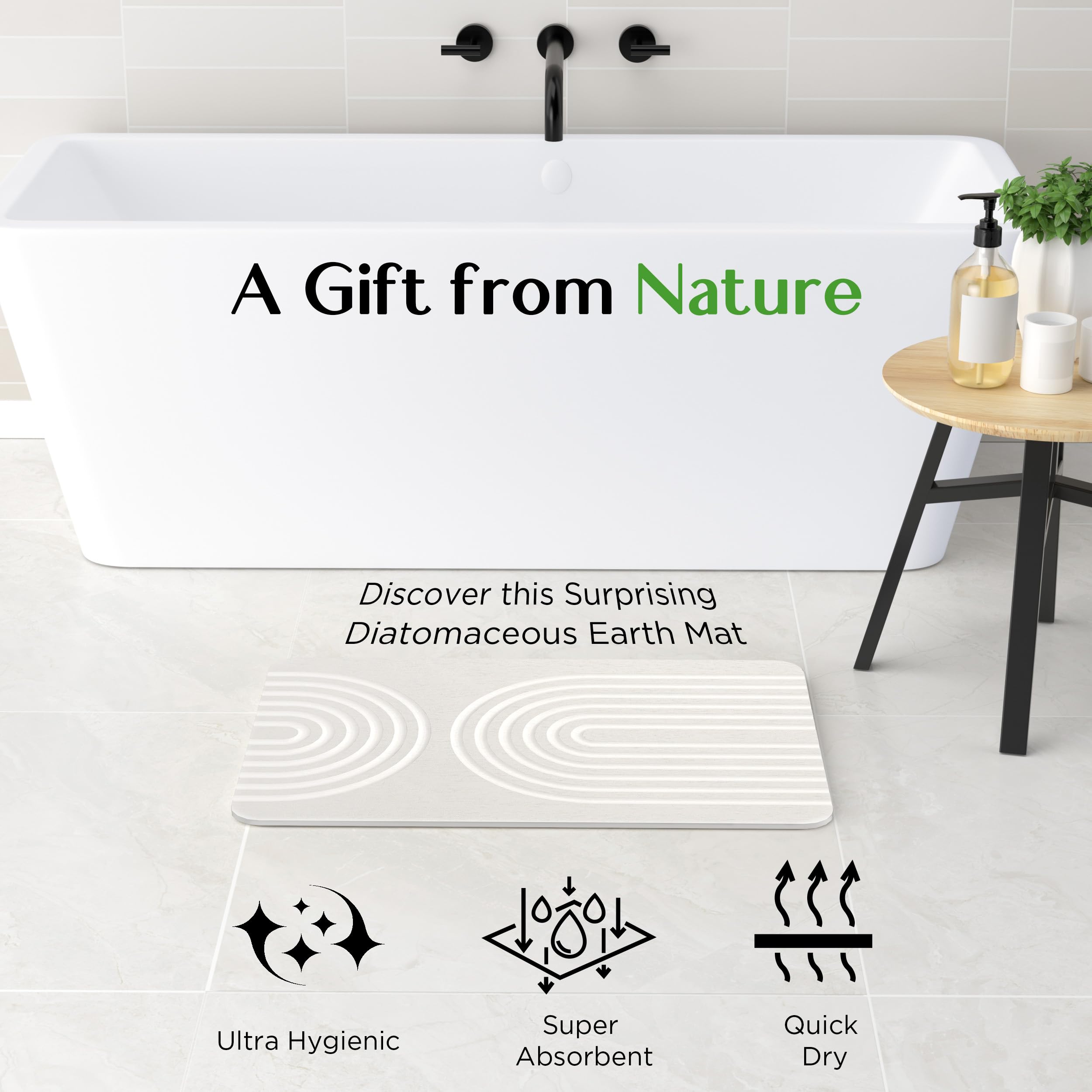 Hblife 23.5'' X 15'' Stone Bath Mat, Quick Dry Bath Mats For Bathroom, Non Slip Bathroom Floor Mat Bathtub Mat, Stone Dish Dryin