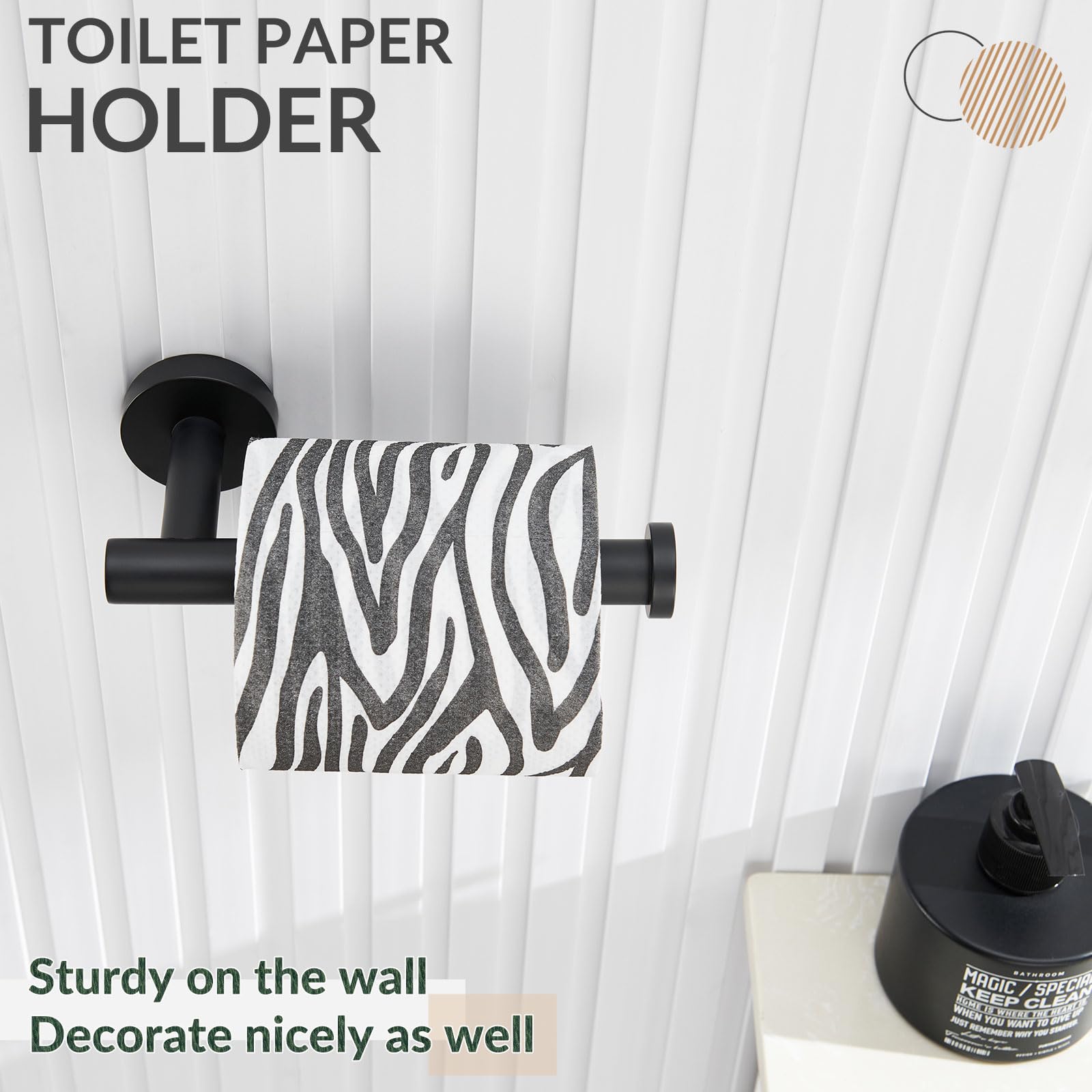 APLusee Matte Black Toilet Paper Holder  Stainless Steel Tissue Roll Hanger  Round TP Dispenser Wall Mount for Bathroom  Kitchen  Washroom