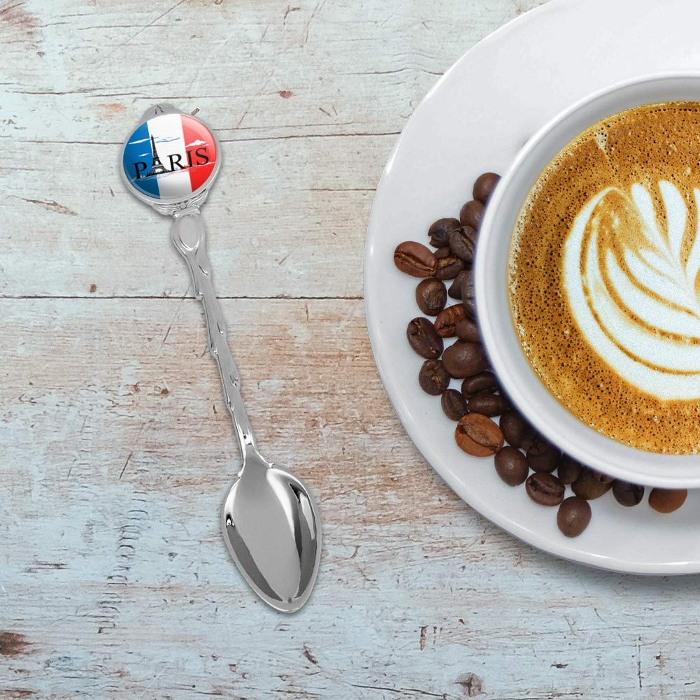 Paris France Eiffel Tower And Flag With Clouds Novelty Collectible Demitasse Tea Coffee Spoon