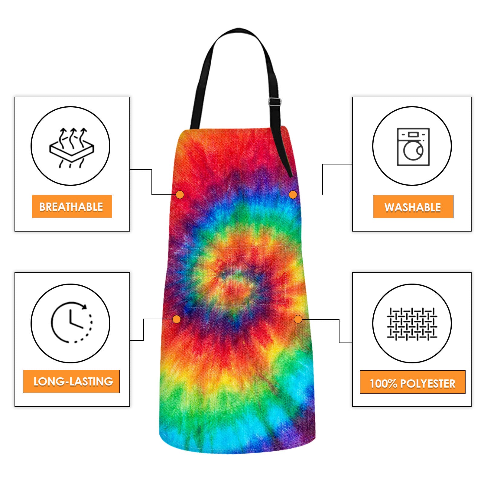Britimes Apron Home Kitchen Cooking Baking Gardening For Women Men With Pockets Tie Dye 32X28 Inch
