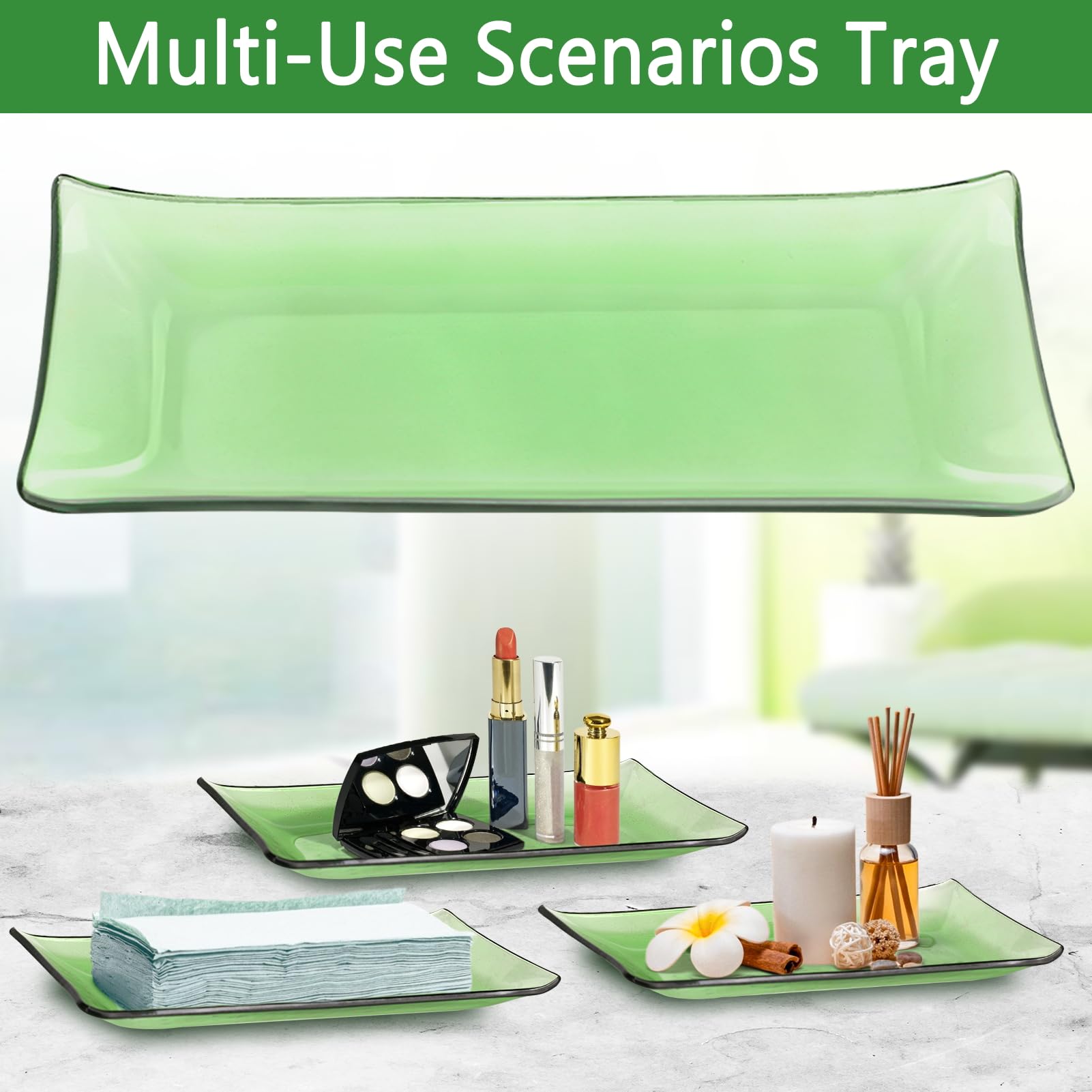 Haturi Bathroom Accessories Set  4 Pcs Green Glass Bathroom Accessories Sets Complete w/Lotion Soap Dispenser  Toothbrush Holder  Apothecary Jar  Vanity Tray  Bathroom Decor  Gift for Home Apartment
