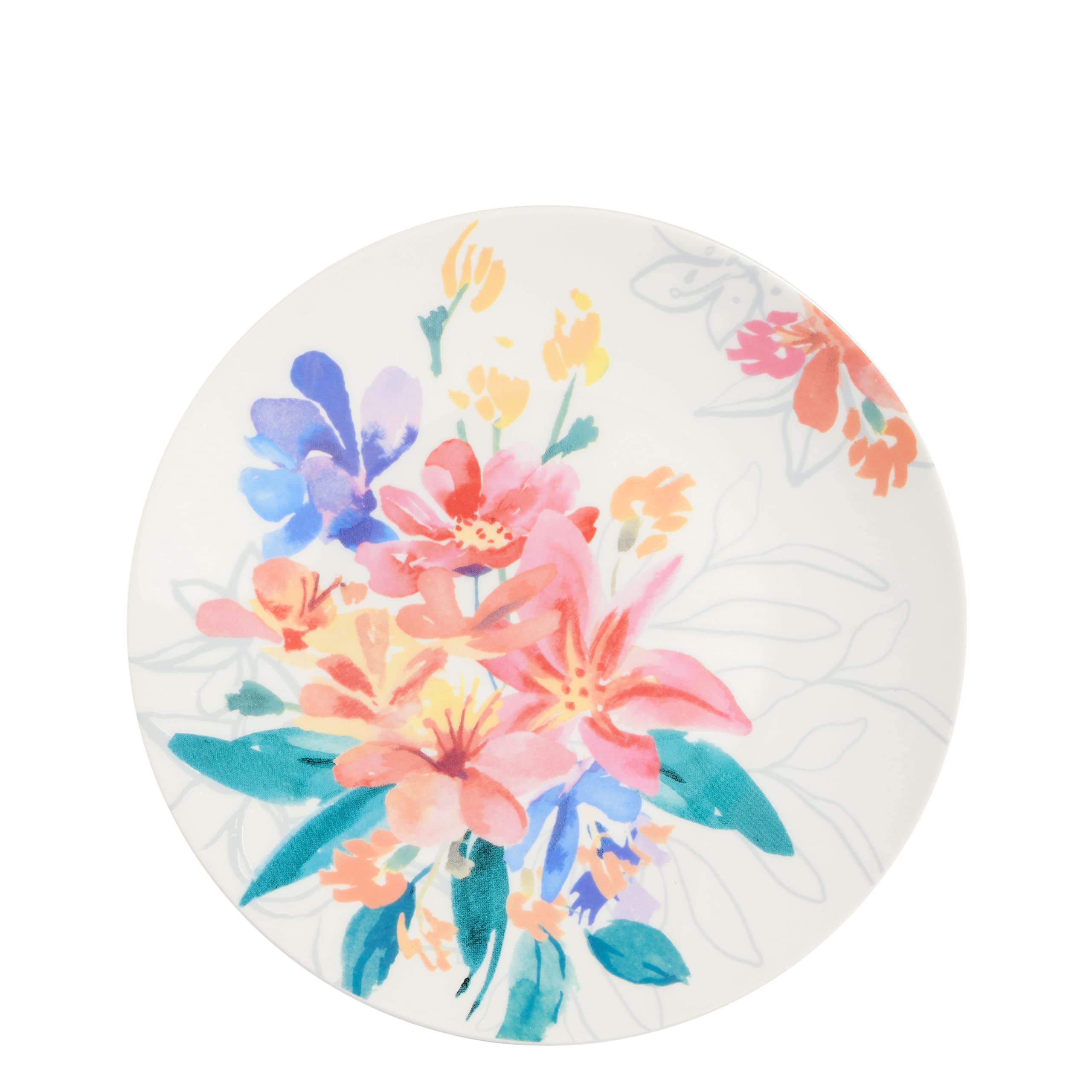 Spice by Tia Mowry Goji Blossom Decorated Porcelain Chip and Scratch Resistant Dinnerware Set, Blue, 12-Piece