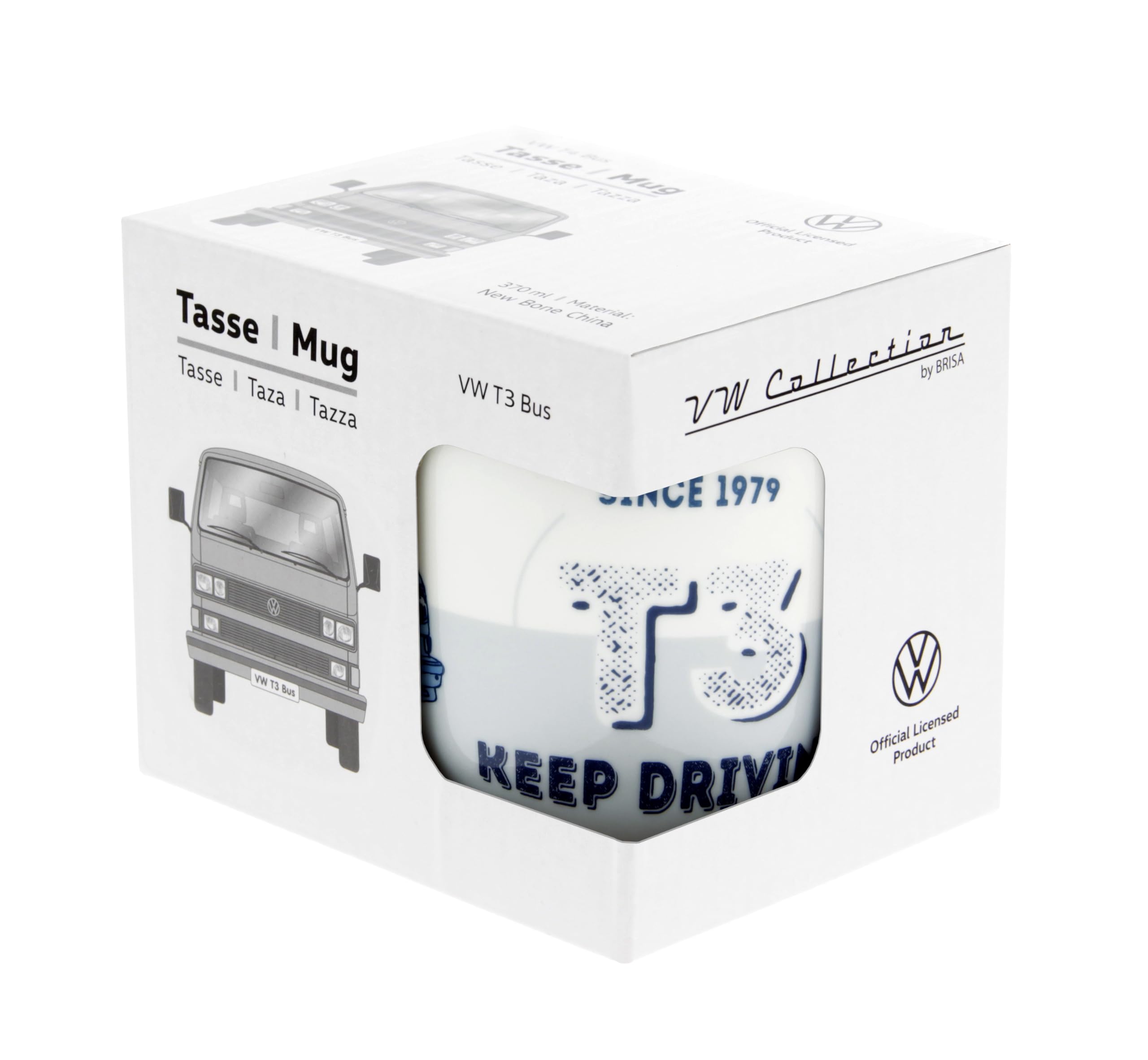 Brisa Vw Collection - Volkswagen Large Ceramic Coffee-Tea-Cappuccino Mug Cup In T3 Bus Vanagon Design (Keep Driving/Blue)