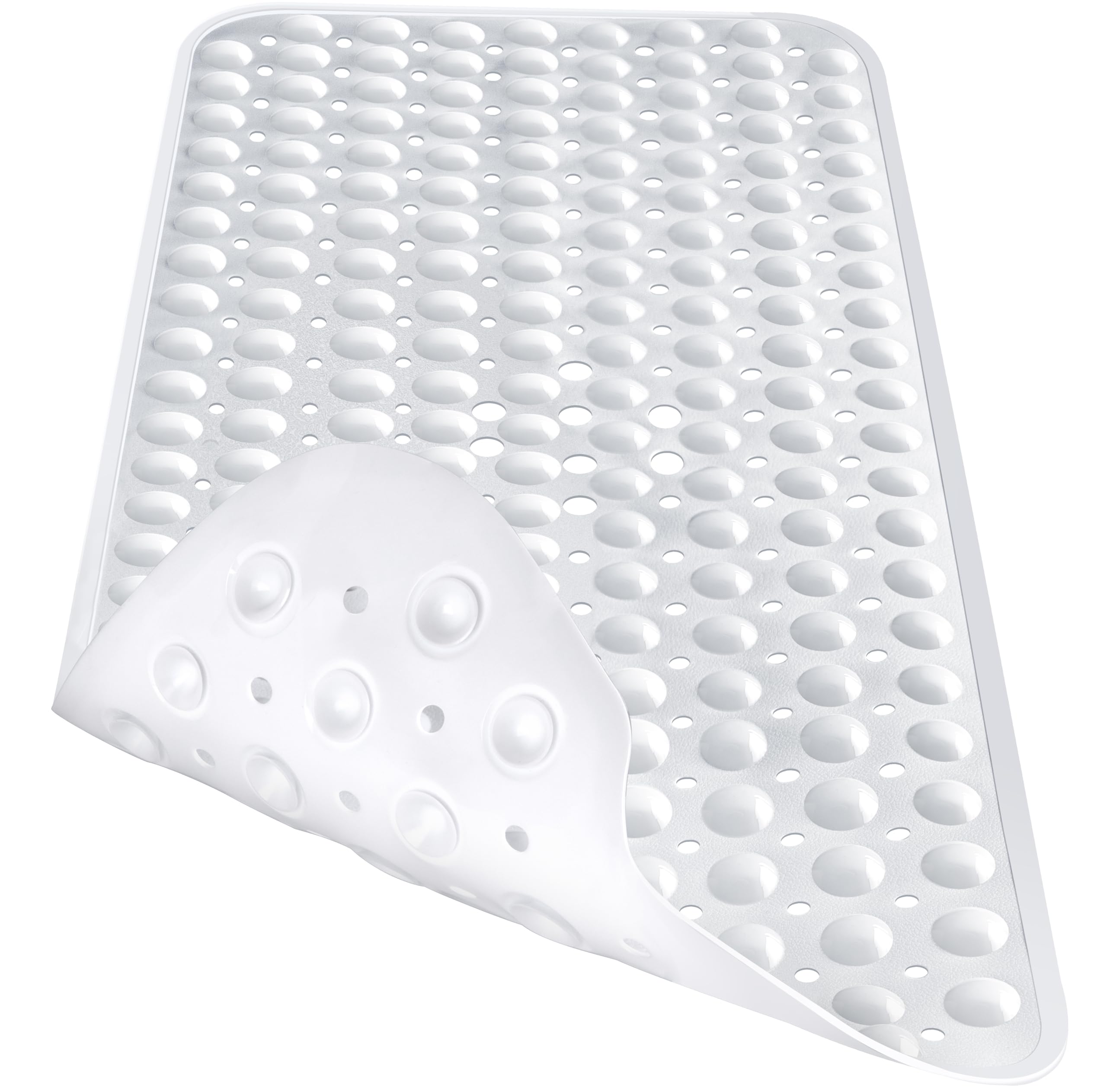 Naoloture Extra Long White Bathtub Mat Non Slip, Soft Bath Mat For Tub 40 X 16 Inch Full Size, Bath Tub Shower Mats For Bathroom