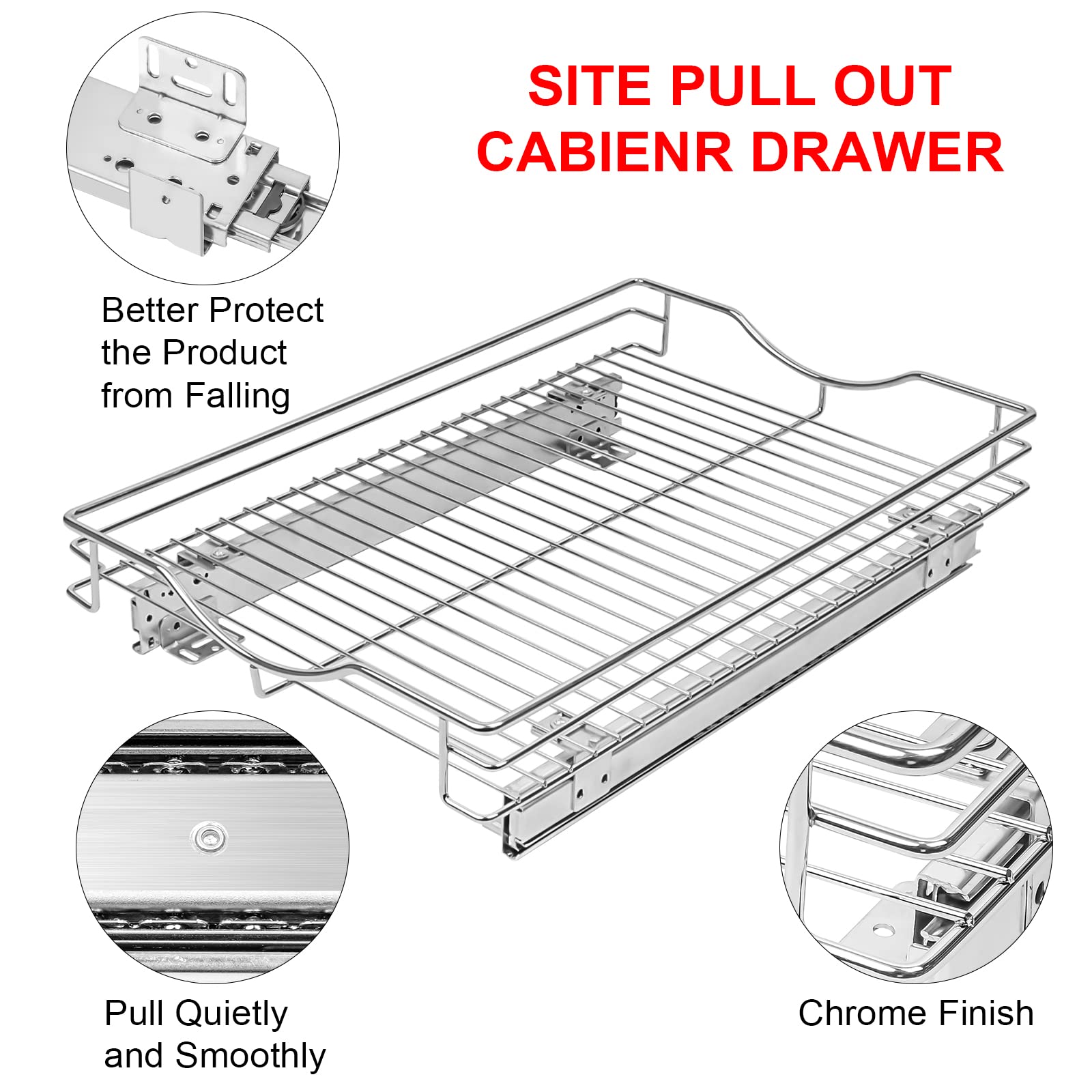 Site Pull Out Cabinet Organizer 14'' W X 21'' D Heavy Duty Under Kitchen Cabinet Sliding Shelf,Requires At Least 15    Cabinet O